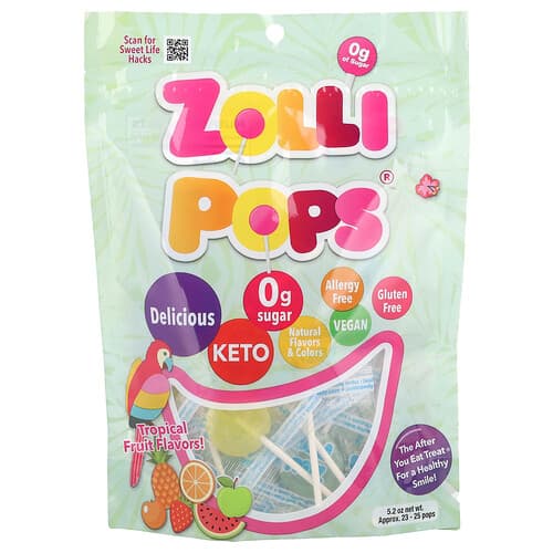 Zollipops, Τα Clean Teeth Pops, Τροπικά Φρούτα, Περίπου 23-25 Pops, 5,2 oz