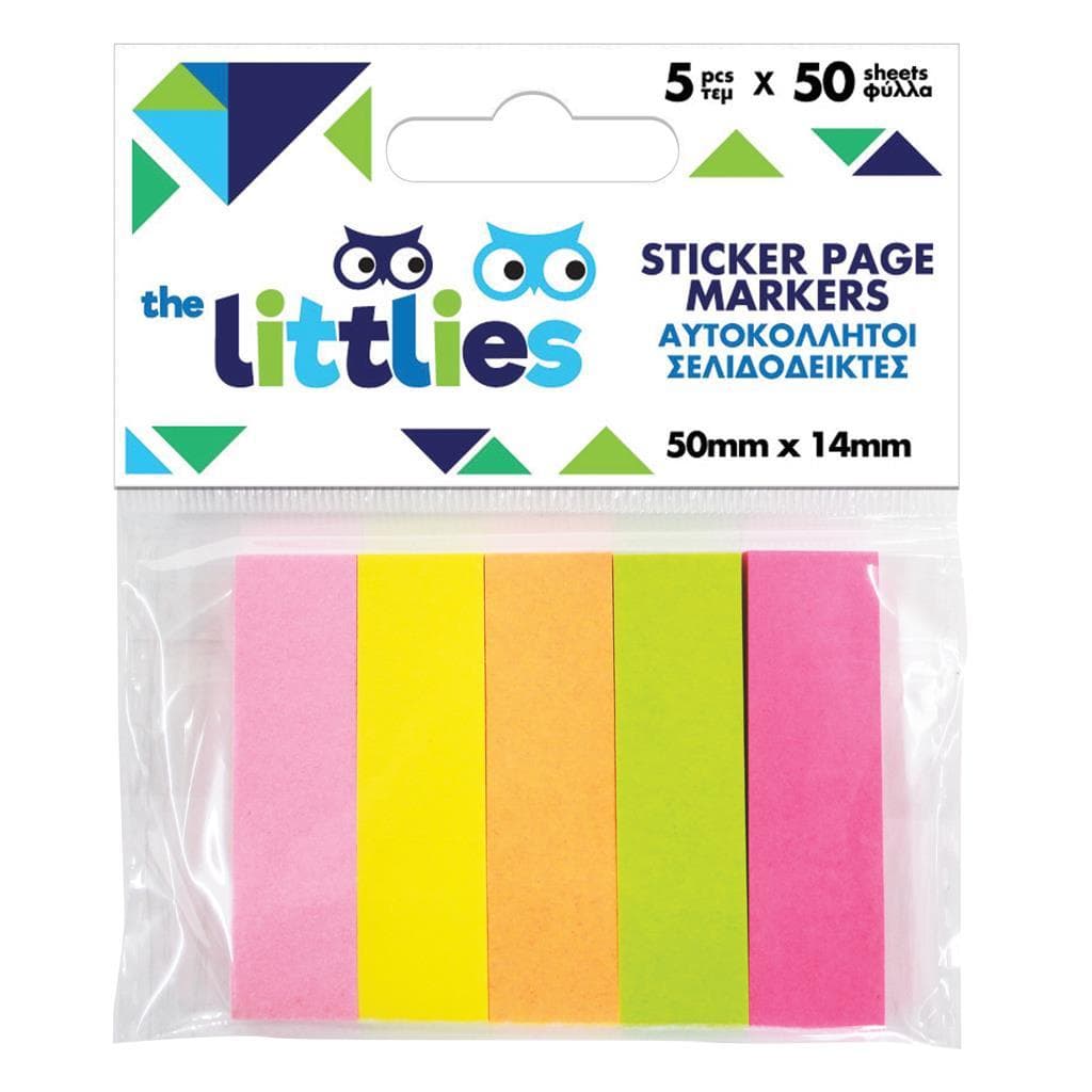 ΑΥΤΟΚΌΛΛΗΤΟΙ ΣΕΛΙΔΟΔΕΊΚΤΕΣ THE LITTLIES ΟΡΘΟΓΏΝΙΟΙ 5 ΧΡΩΜΆΤΩΝ 50 ΦΎΛΛΩΝ, 50X14MM