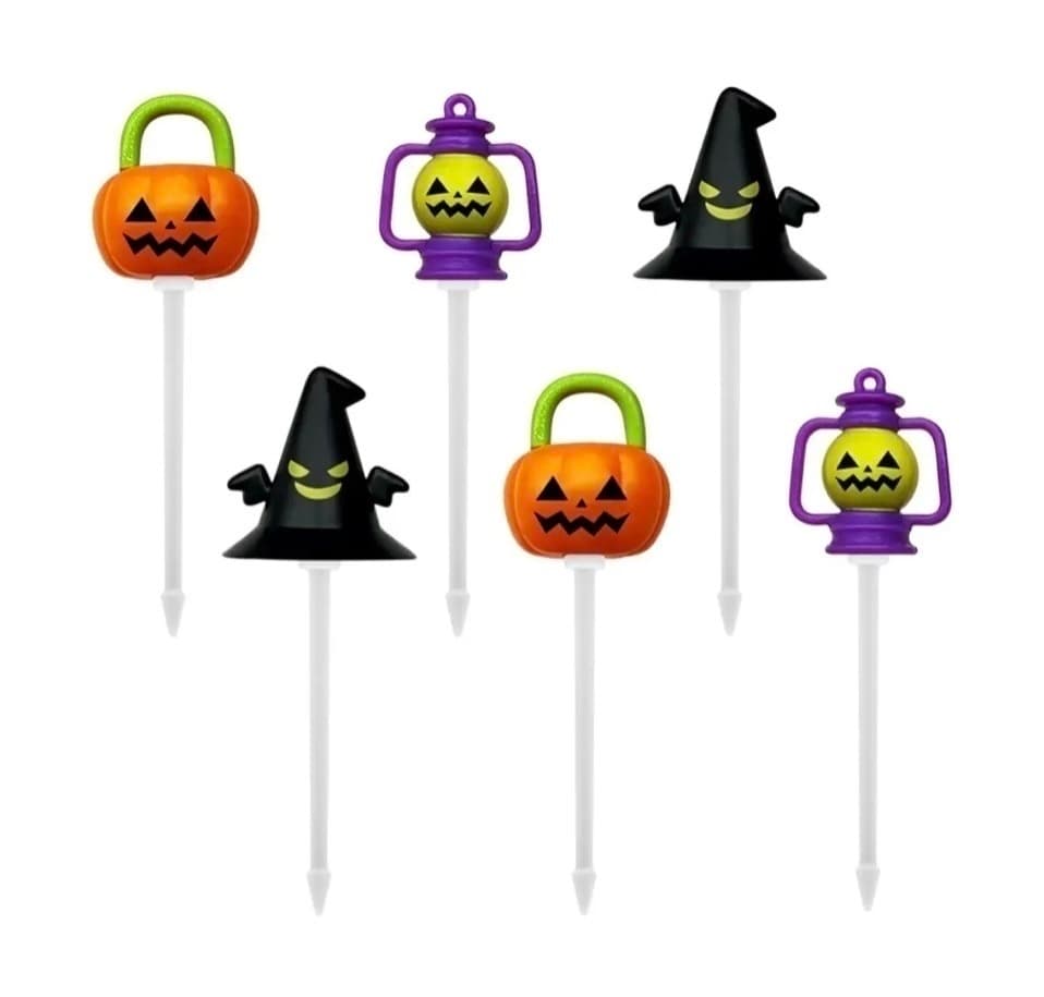 Food Picks Halloween 3D Pumpkins/Witch