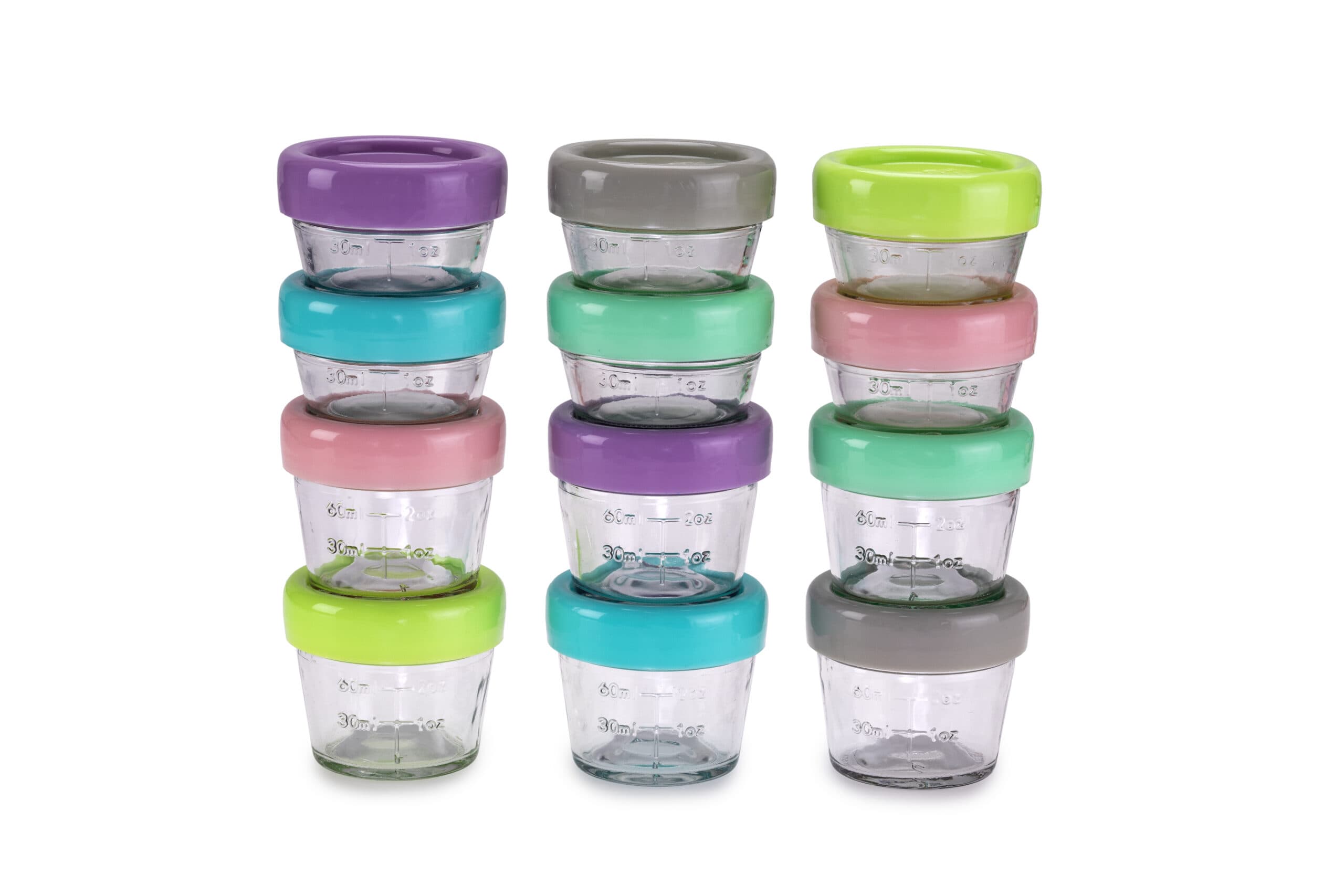 Melii Glass Baby Food Containers (60 ml set of 6 + 120 ml set of 6)