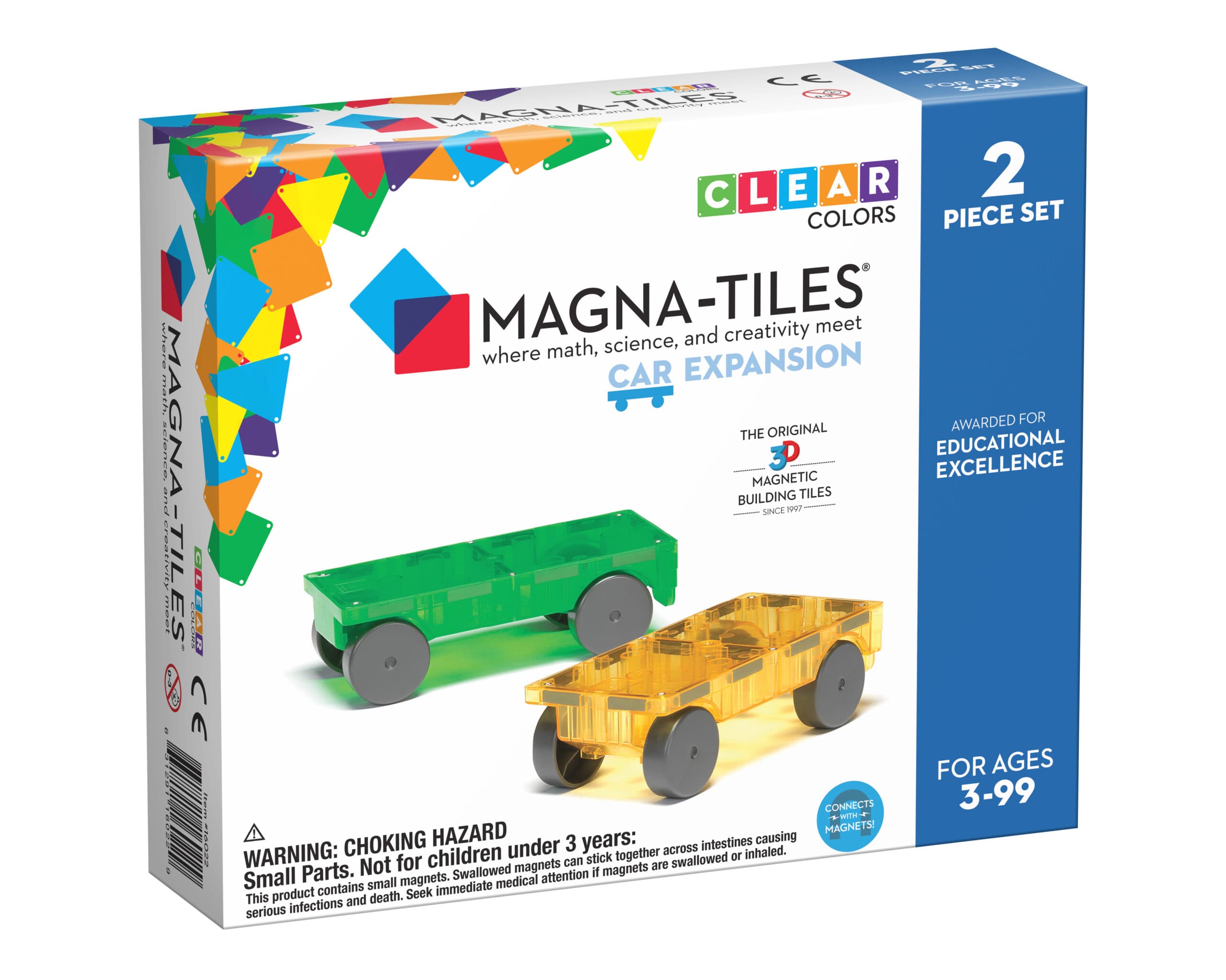Μαγνητικό Παιχνίδι Κατασκευών Magna-Tiles Cars 2 Set Yellow & Green