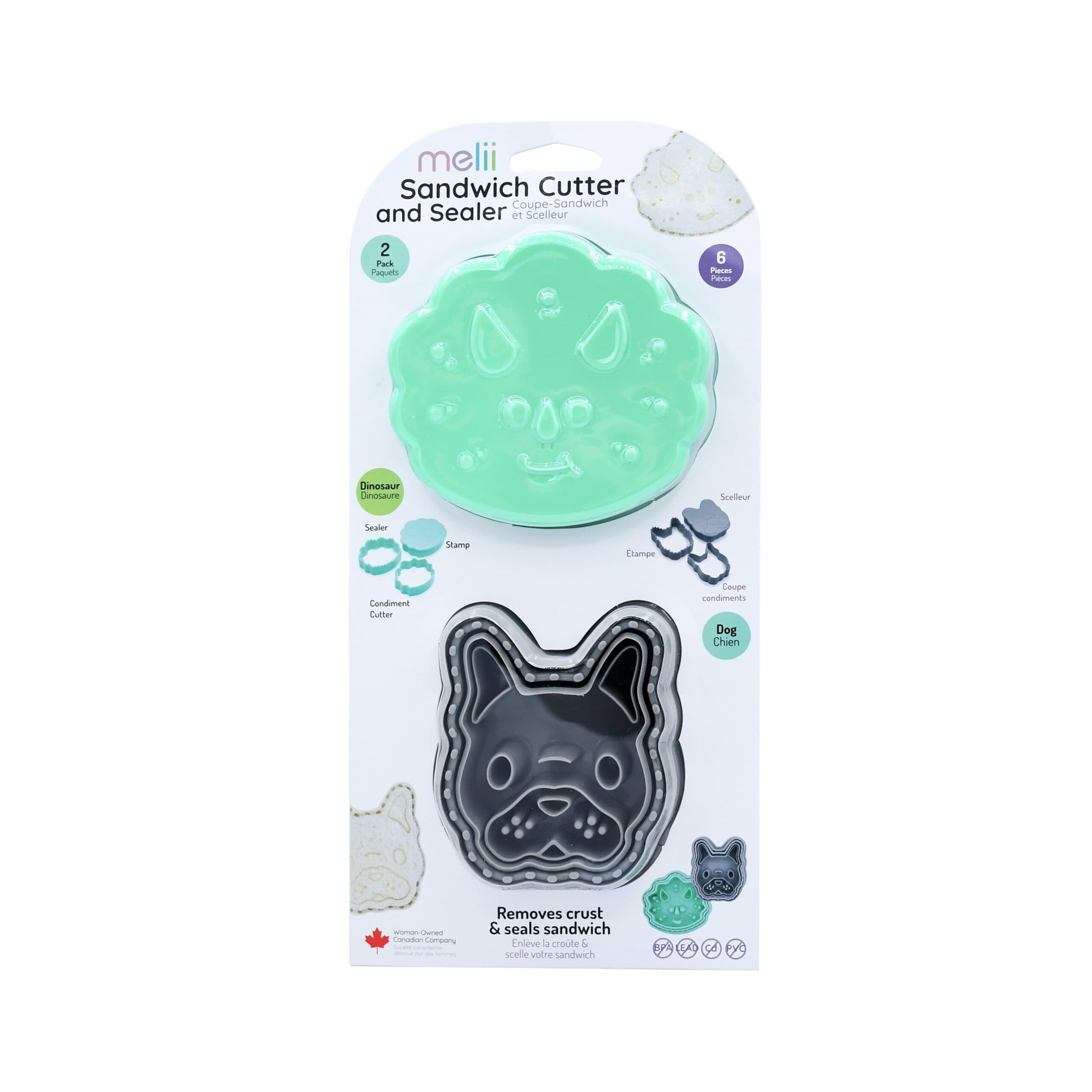 Melii – Sandwich Cutters Dino/Bulldog 6 τεμ.