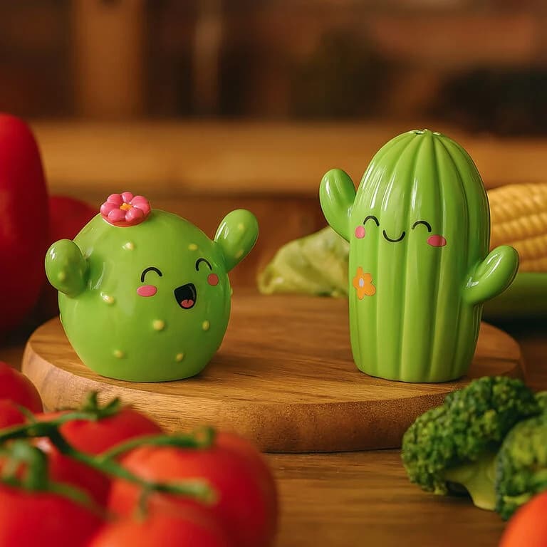Ceramic Salt And Pepper Set - Cactus