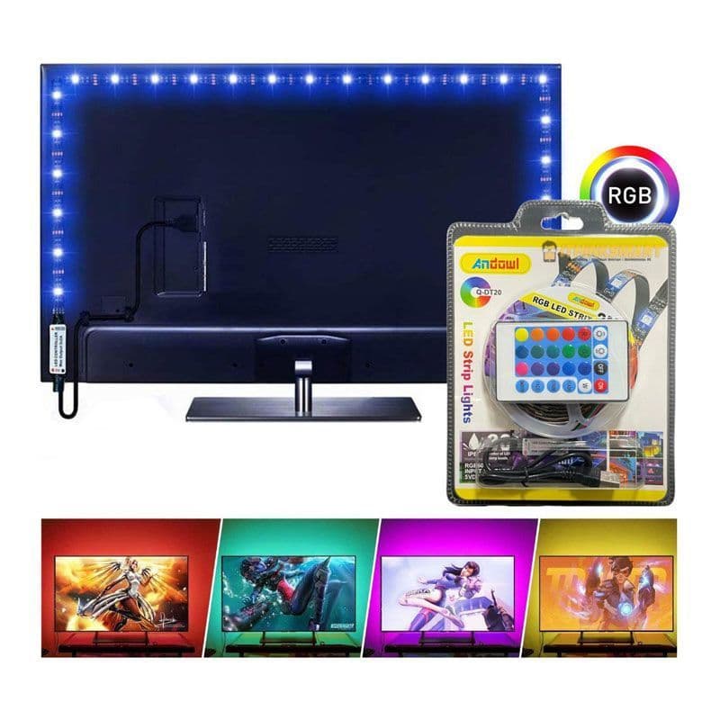Ταινία LED Τροφοδοσίας USB RGB Μήκους 2m Σετ με Τηλεχειριστήριο και Τροφοδοτικό – LED strip