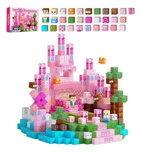 Μαγνητικά Κυβάκια - Pink Castle 150PCS + Building Guidebook-Magnetic cubes