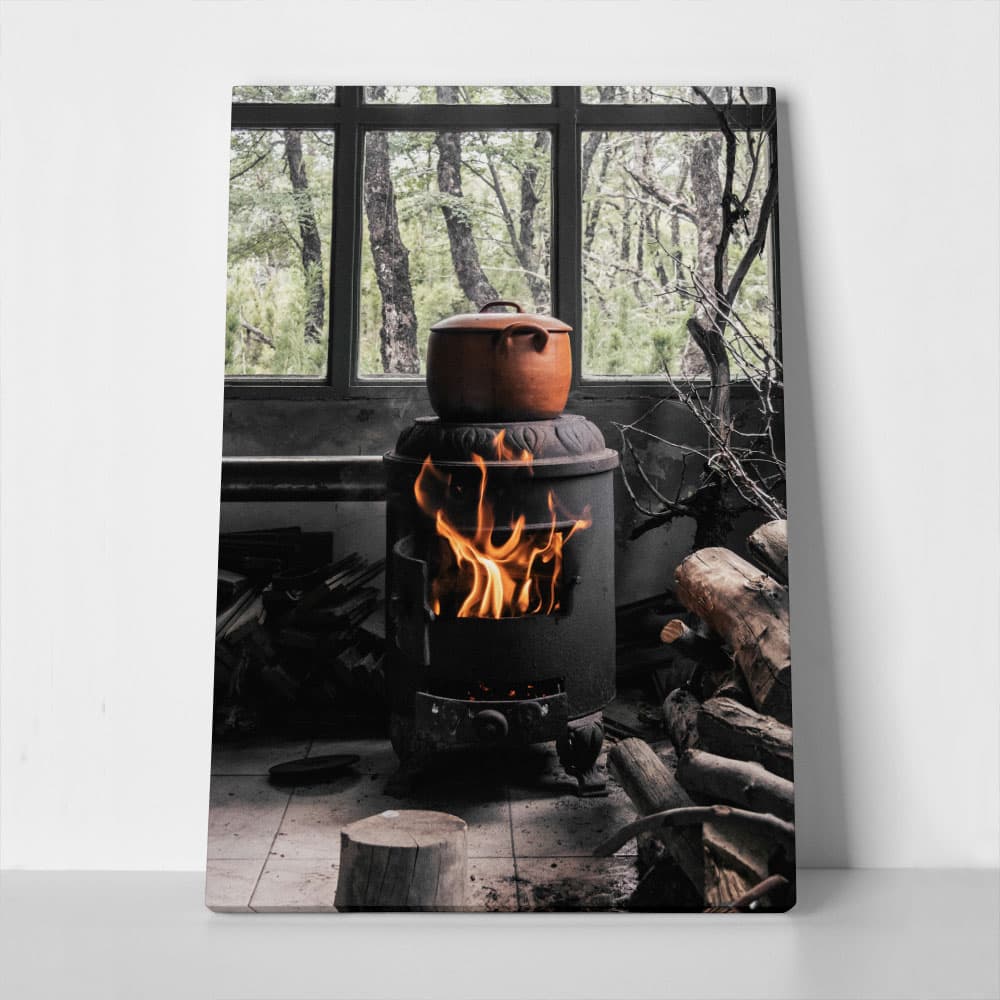 Πίνακας σε Καμβά RUSTIC FARMHOUSE FIRE 2