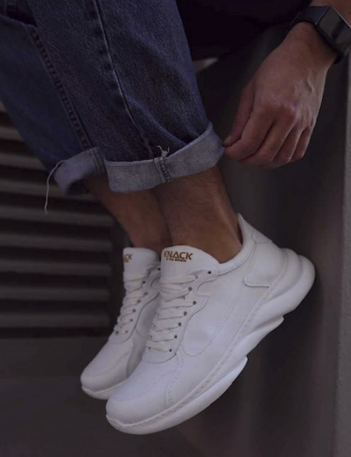 Ανδρικά λευκά Sneakers δερματίνη ανάγλυφη σόλα 0652020W