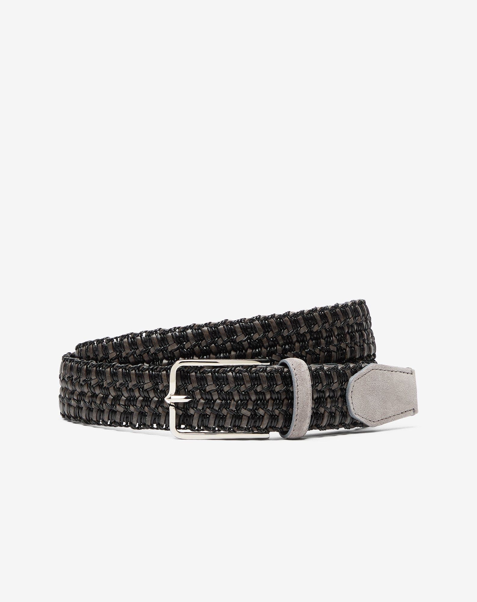 Black woven leather belt