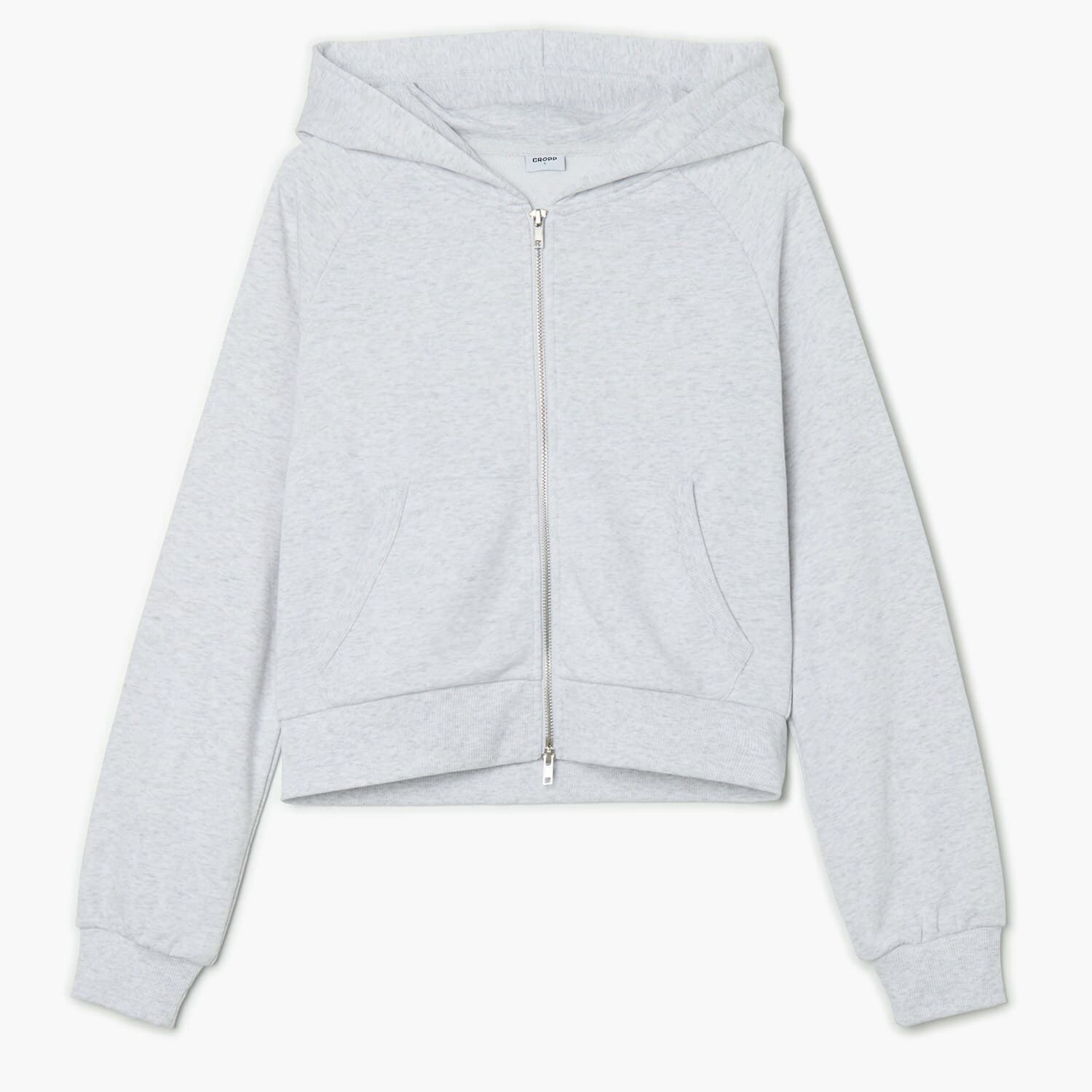 Cropp - Φούτερ με φερμουάρ και κουκούλα - light grey