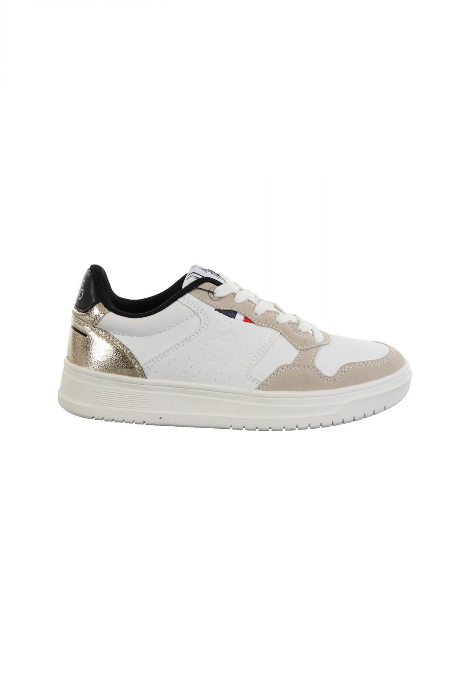 U.S. POLO ASSN. ΠΑΠΟΥΤΣΙΑ SNEAKERS LOGO ΛΕΥΚΟ/ΜΠΕΖ / ΧΡΥΣΟ