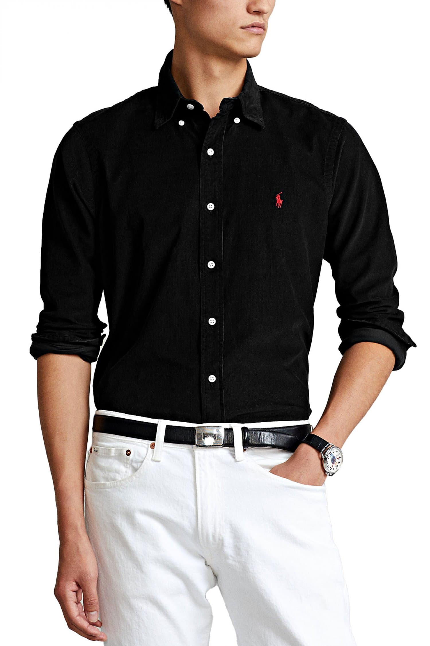RALPH LAUREN ΠΟΥΚΑΜΙΣΟ ΚΟΤΛΕ BUTTON DOWN CUSTOM FIT ΜΑΥΡΟ