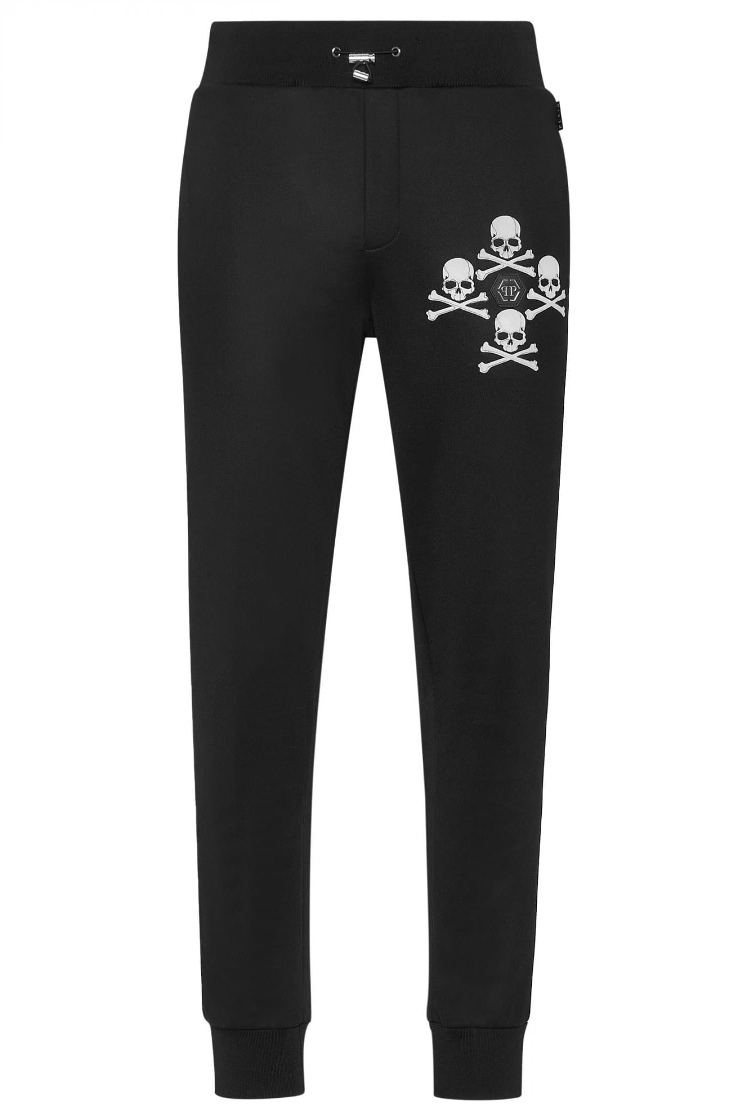 PHILIPP PLEIN ΠΑΝΤΕΛΟΝΙ ΦΟΡΜΑ SKULL&BONES LOGO ΜΕΤΑΛΛΙΚΟ