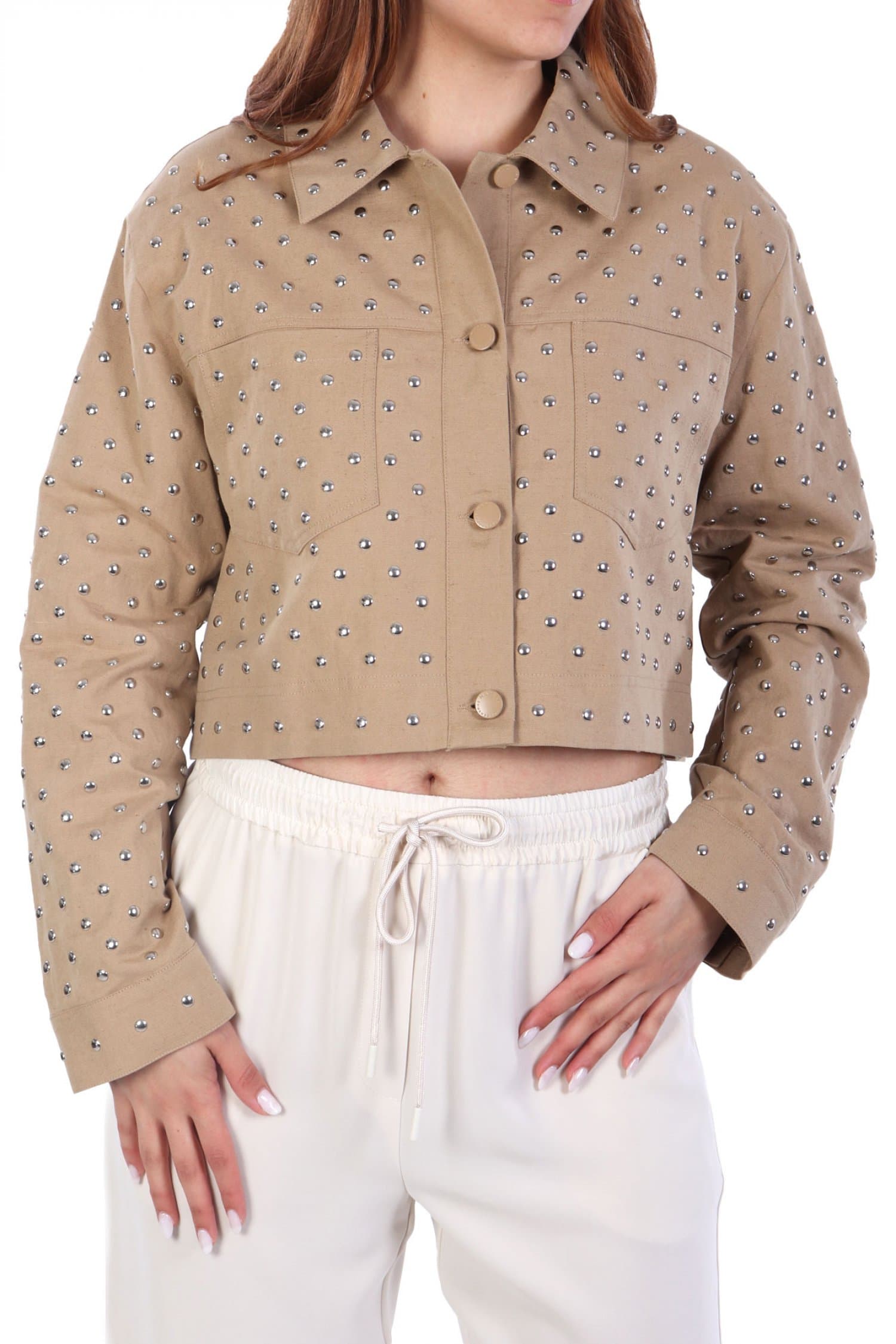 MARELLA ΜΠΟΥΦΑΝ JACKET BENITO CROP ΤΡΟΥΚΣ ΚΑΦΕ