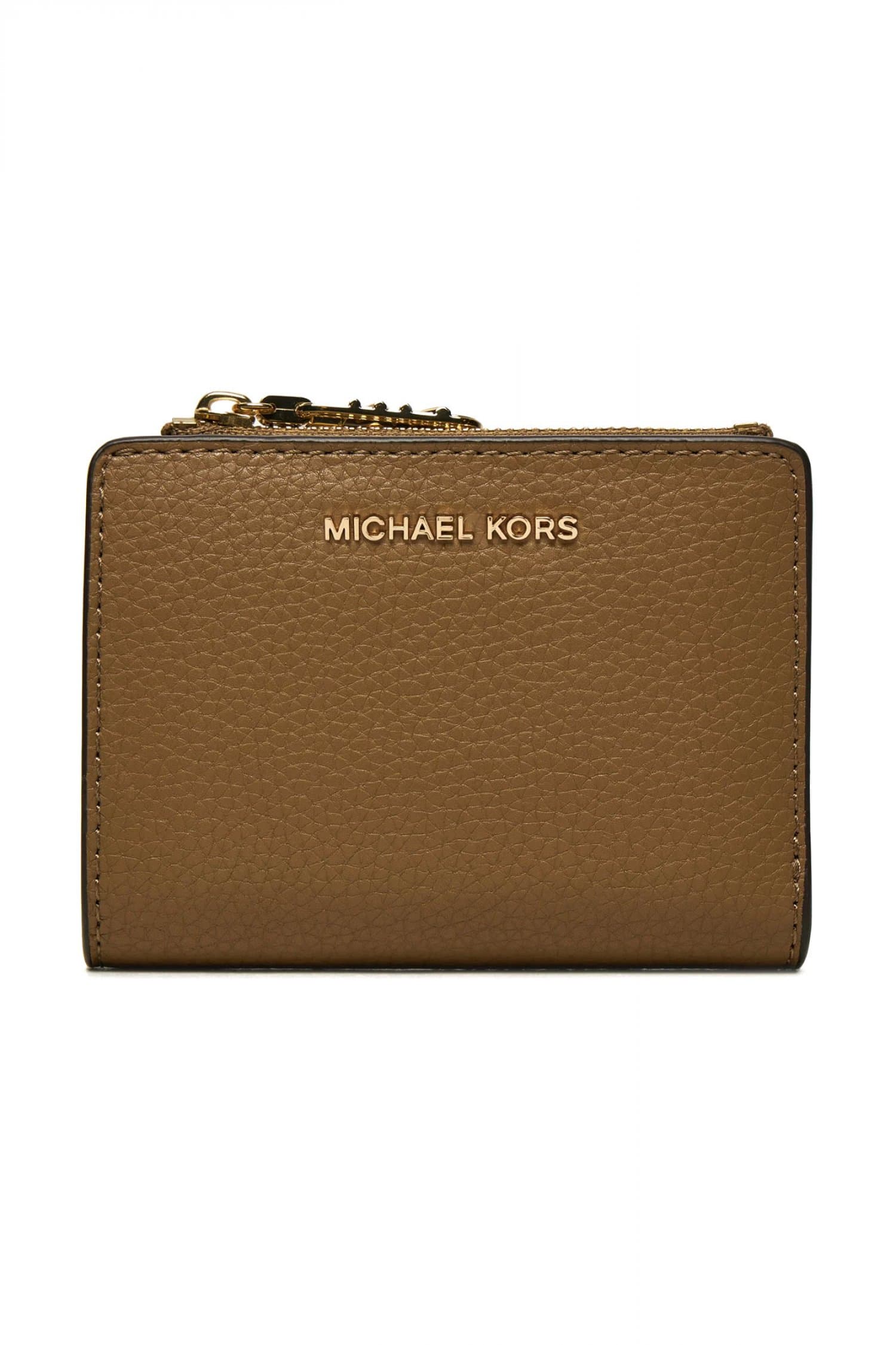 MICHAEL KORS ΠΟΡΤΟΦΟΛΙ EMPIRE ΜΕΤΑΛΛΙΚΟ LOGO ΣΚΟΥΡΟ ΜΠΕΖ