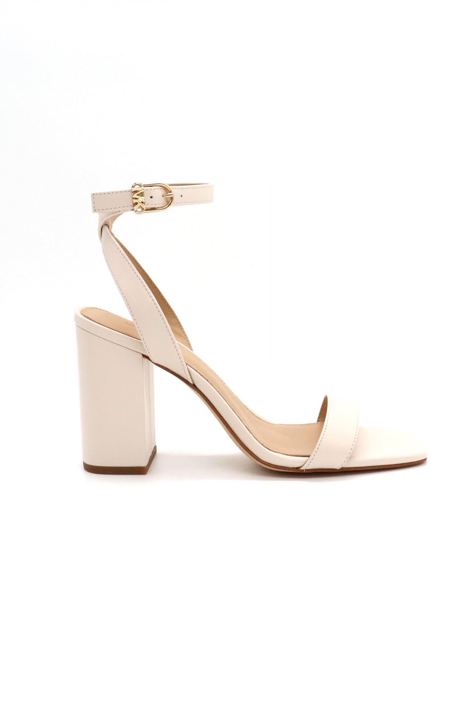 MICHAEL KORS ΠΑΠΟΥΤΣΙΑ ΠΕΔΙΛΑ ΜΕRRIAM BLOCK HEEL METAΛΛΙΚΟ LOGO ΚΡΕΜ