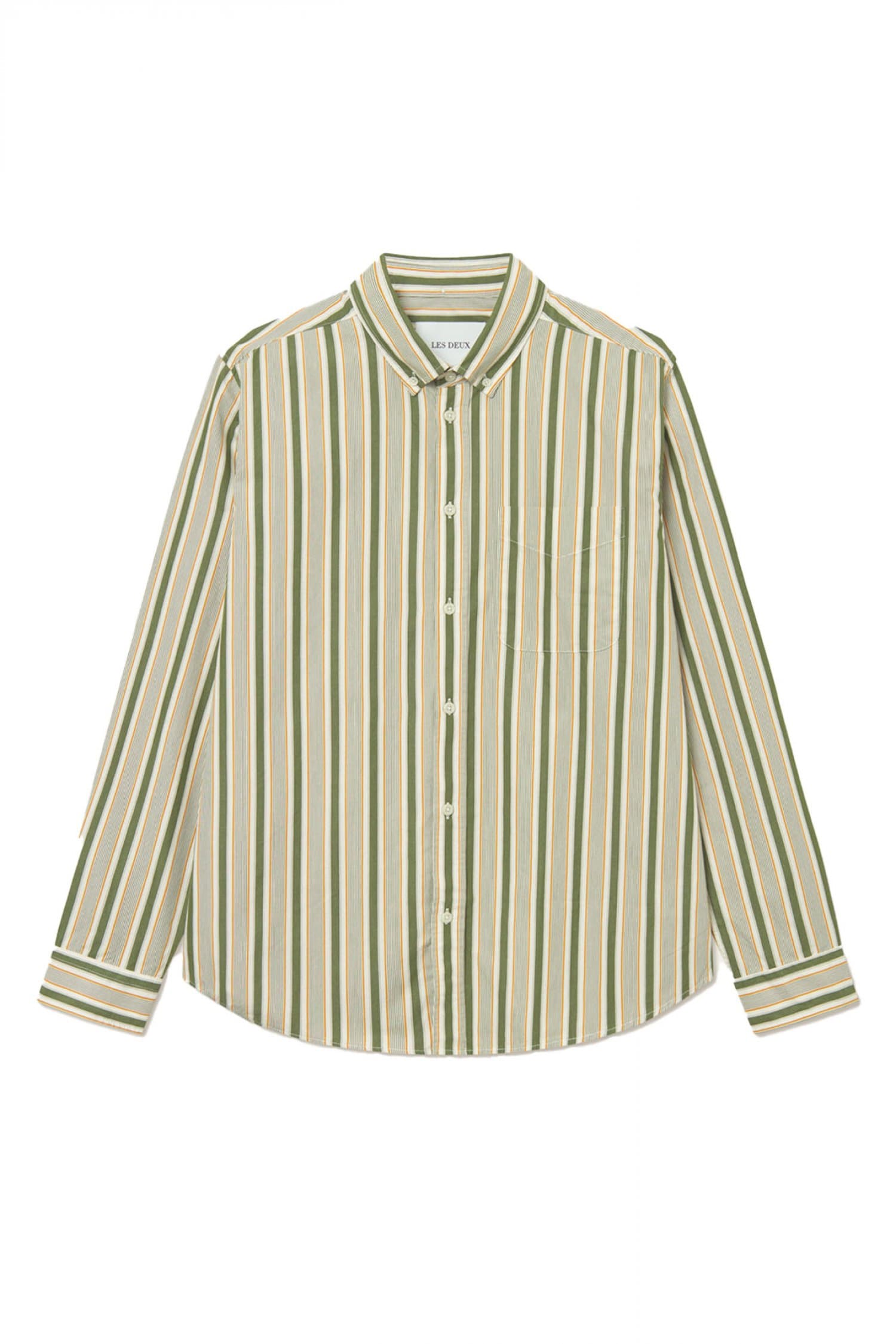 LES DEUX ΠΟΥΚΑΜΙΣΟ ΠΟΠΛΙΝΑ KENT STRIPE PEACHED ΡΙΓΕ ΛΕΥΚΟ-ΠΡΑΣΙΝΟ-ΠΟΡΤΟΚΑΛΙ
