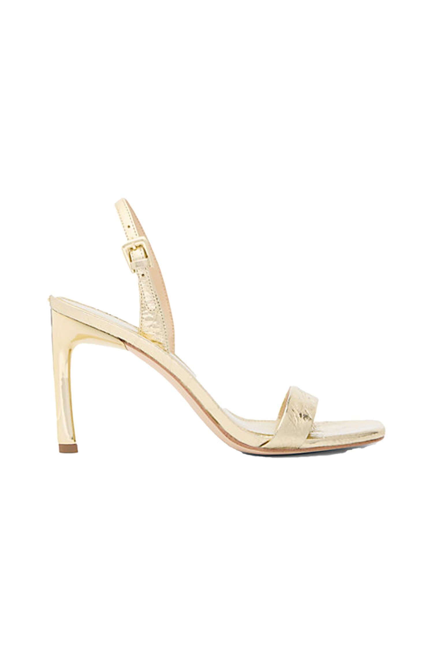 MICHAEL KORS ΠΑΠΟΥΤΣΙΑ ΠΕΔΙΛΑ KASIA HEELED SANDAL ΜΕΤΑΛΛΙΚΟ LOGO ΧΡΥΣΟ