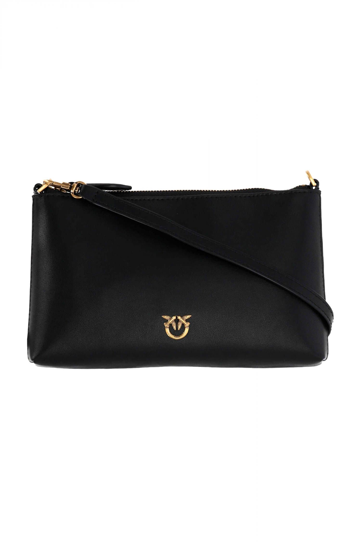 PINKO ΤΣΑΝΤΑΚΙ FLAT HORIZONTAL MINI VITELLO SETA ΜΑΥΡΟ