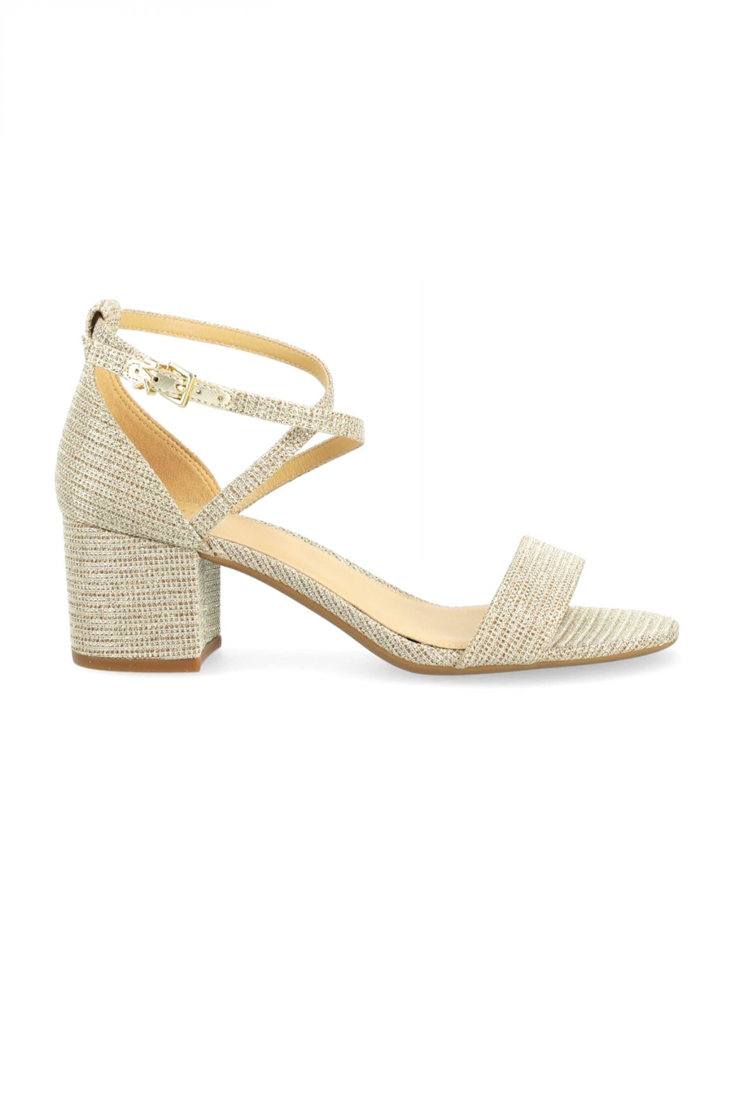 MICHAEL KORS ΠΑΠΟΥΤΣΙΑ ΠΕΔΙΛΑ SERENA FLEX SANDAL ΣΤΡΑΣ ΜΕΤΑΛΛΙΚΟ LOGO ΧΡΥΣΟ