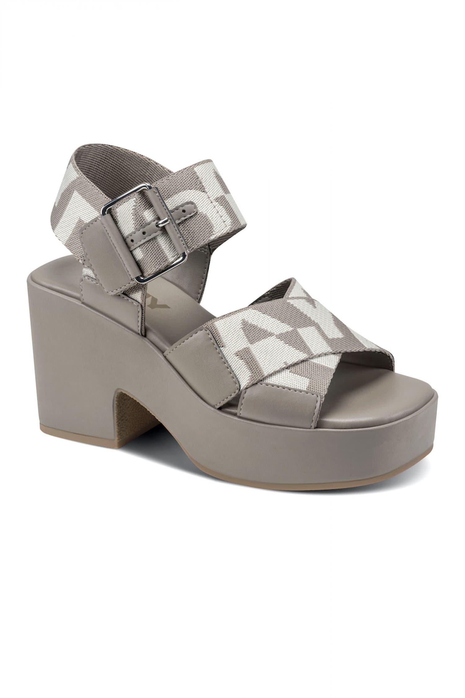 DKNY ΠΑΠΟΥΤΣΙΑ ΠΕΔΙΛΑ MAKARIO PLATFORM S LOGO ΓΚΡΙ-ΚΑΦΕ