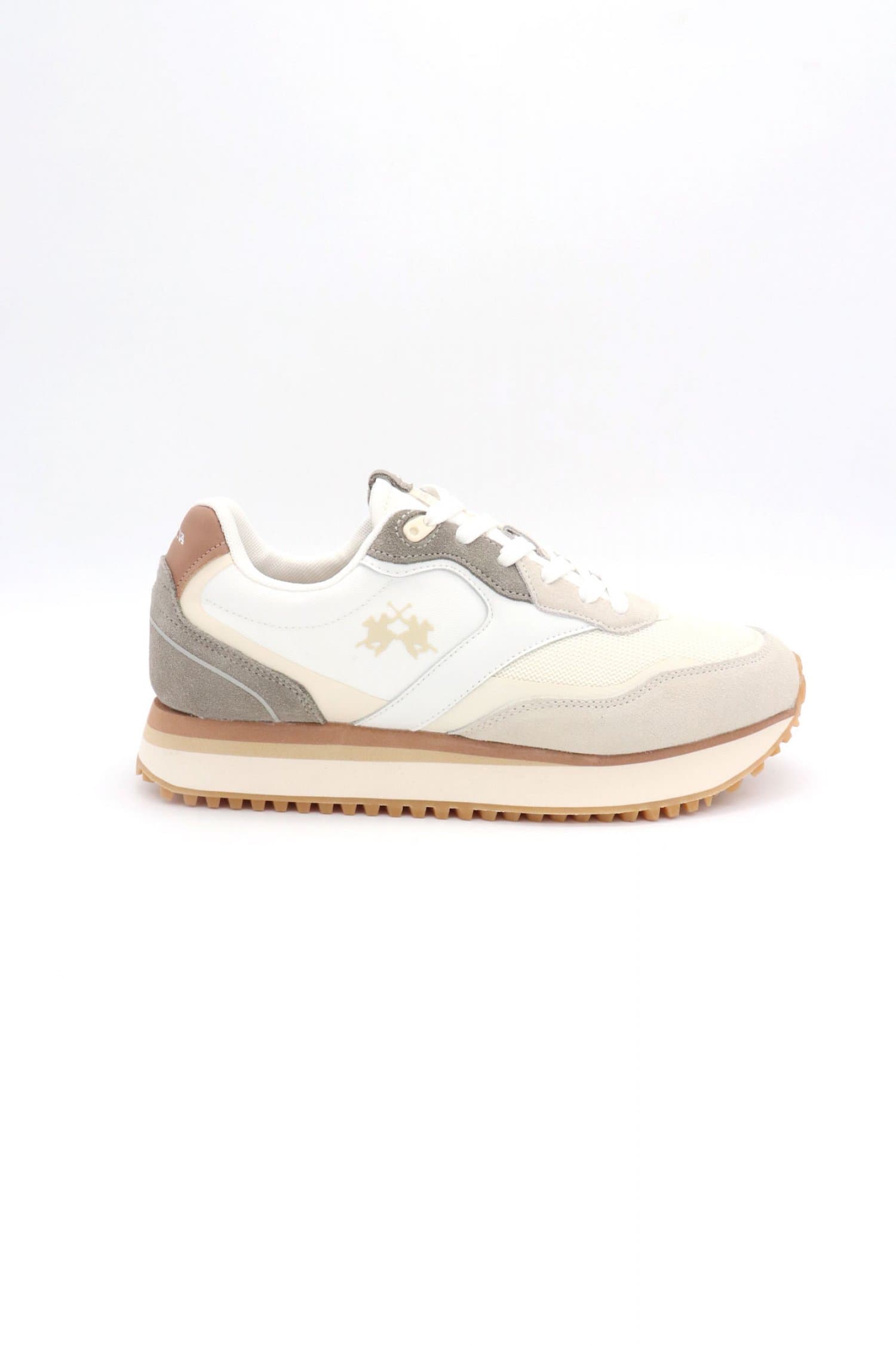 LA MARTINA ΠΑΠΟΥΤΣΙΑ SNEAKERS LOGO ΛΕΥΚΟ-ΓΚΡΙ-ΚΑΦΕ