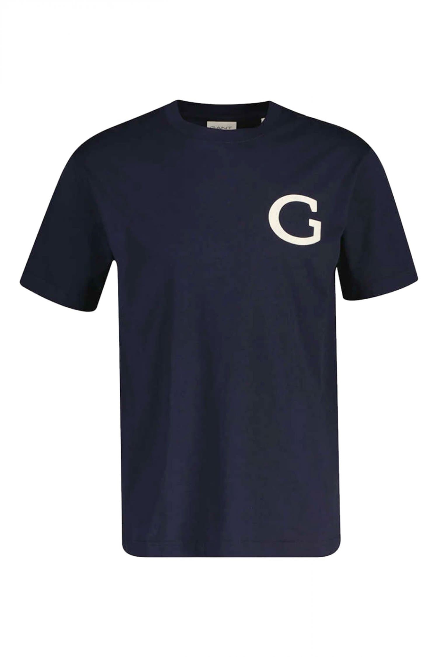 GANT T-SHIRT G BADGE ΣΚΟΥΡΟ ΜΠΛΕ