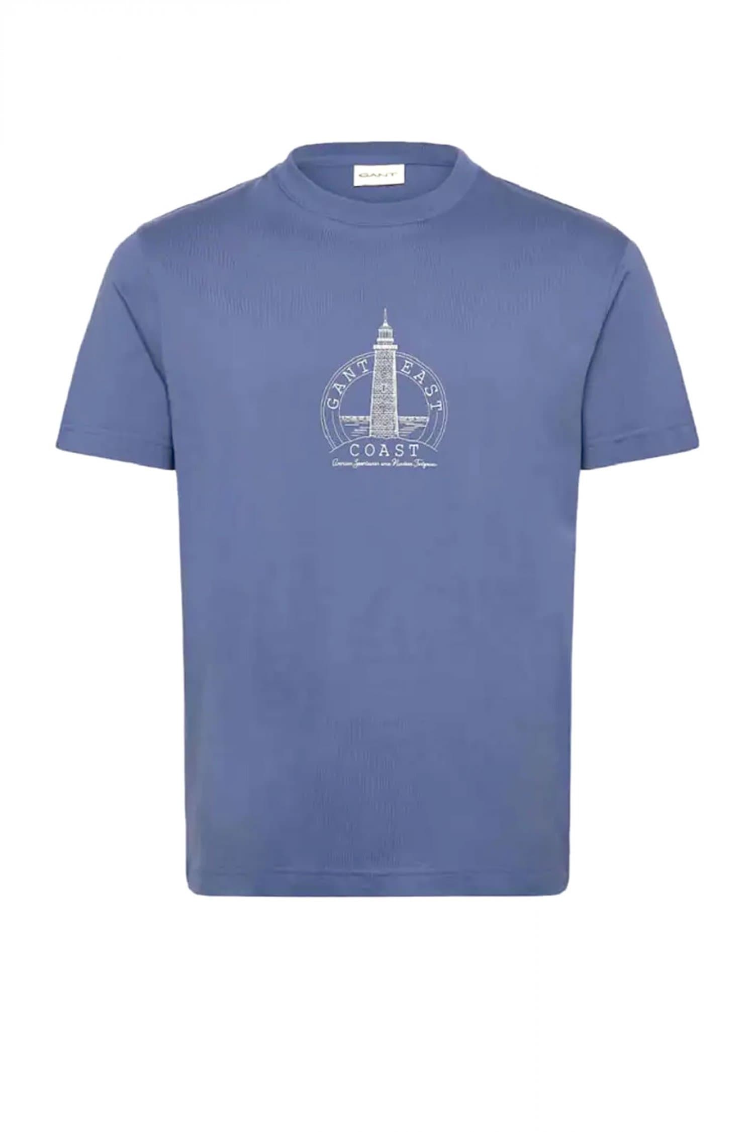 GANT T-SHIRT LΙGHTHOUSE ΜΠΛΕ ΡΑΦ