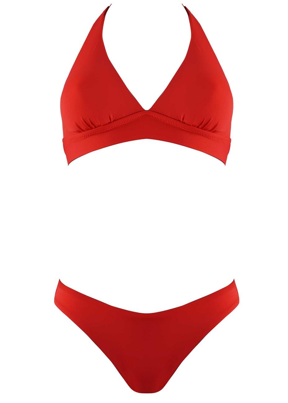 Set μαγιό τρίγωνο αποσπώμενη ενίσχυση bikini brazil. Καλύπτει B cup ΚΟΚΚΙΝΟ