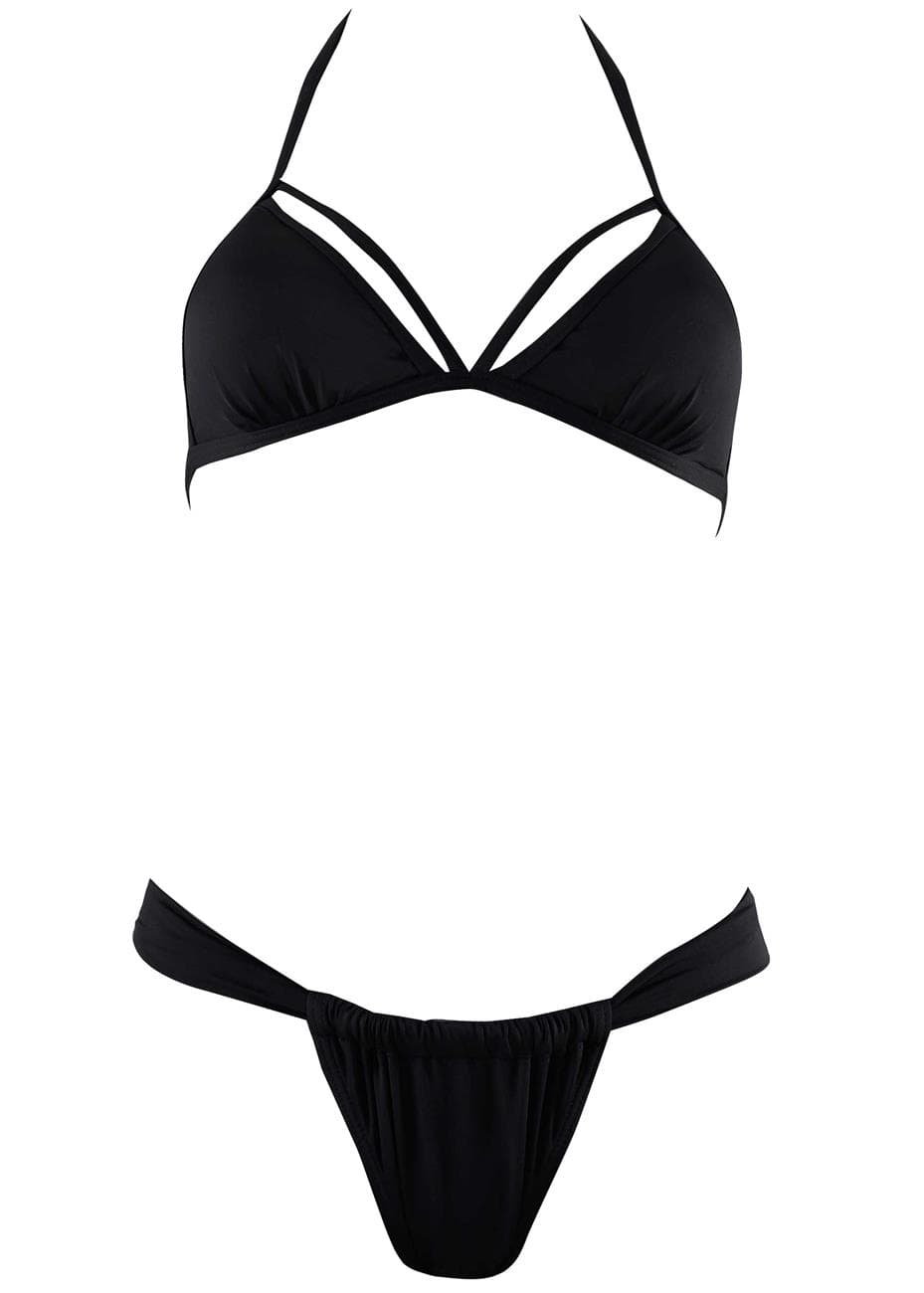 Σέτ μαγιό τρίγωνο αποσπώμενη ενίσχυση bikini brazil. Καλύπτει B cup ΜΑΥΡΟ