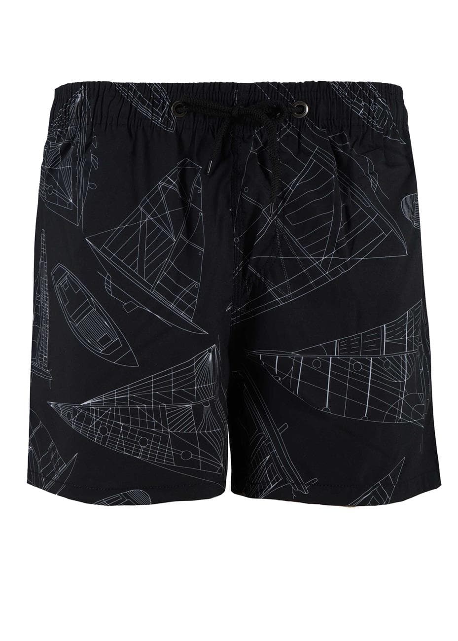 Μαγιό αντρικό σόρτς τσέπη boat print. Summer collection ΜΑΥΡΟ