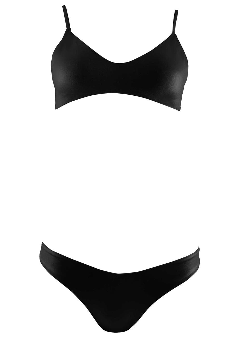 Γυναικείο set μαγιό με ενίσχυση bikini κανονική γραμμή. Καλύπτει A & B cup. ΜΑΥΡΟ