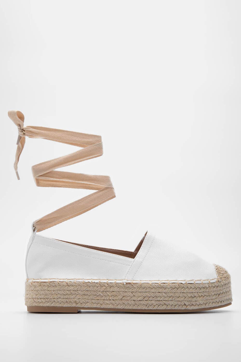 Εσπαντρίγιες Flatforms Lace Up - Λευκό