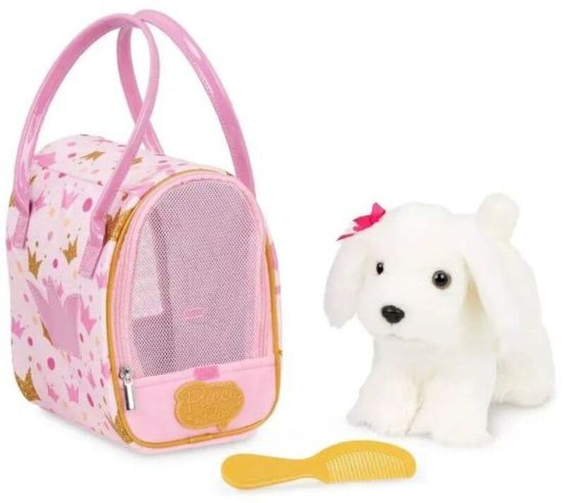 Pucci Pups Λούτρινο Σκυλάκι Maltese & Τσάντα Μεταφοράς With Pink & Crown Glam (ST8388Z)