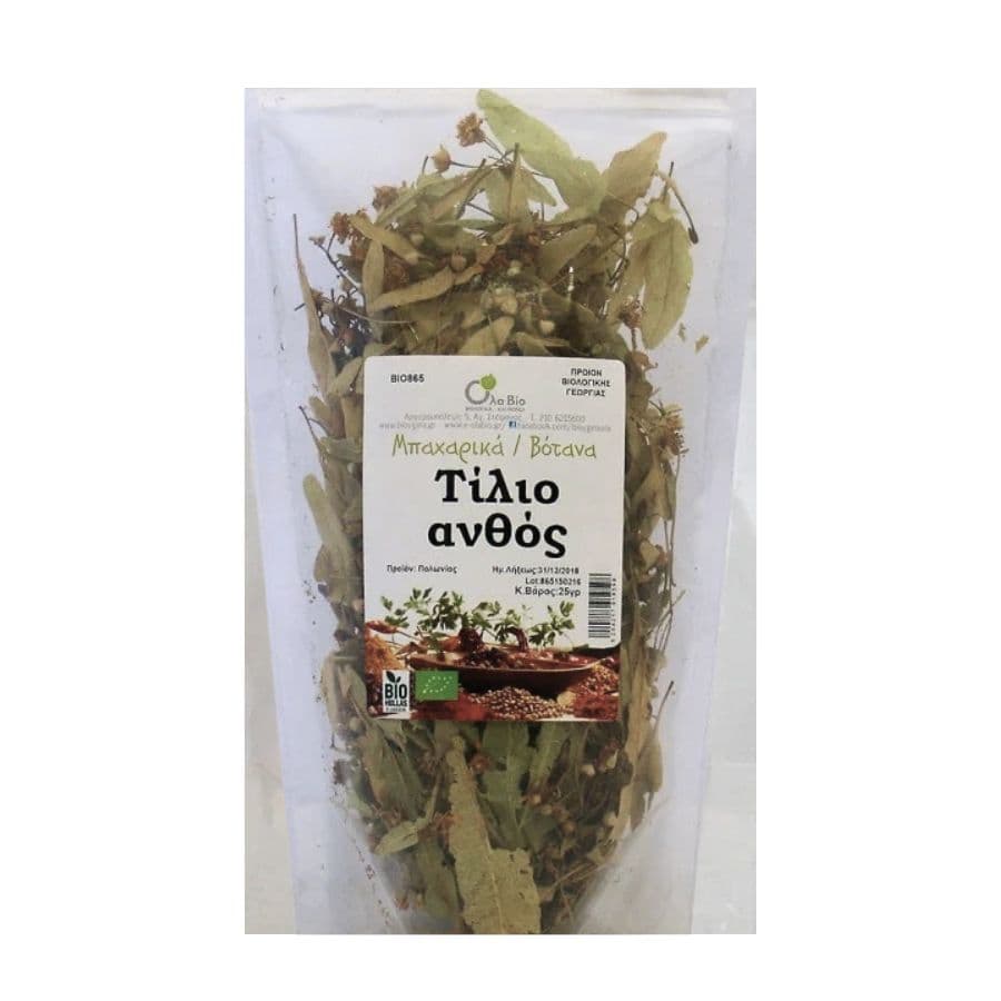 Βιολογικό Τίλιο Ανθός - Όλα Bio - 25g Ola Bio Ελλάδα No Sugar Added Low Carb Gluten Free Lactose Free Vegan Organic Palm
