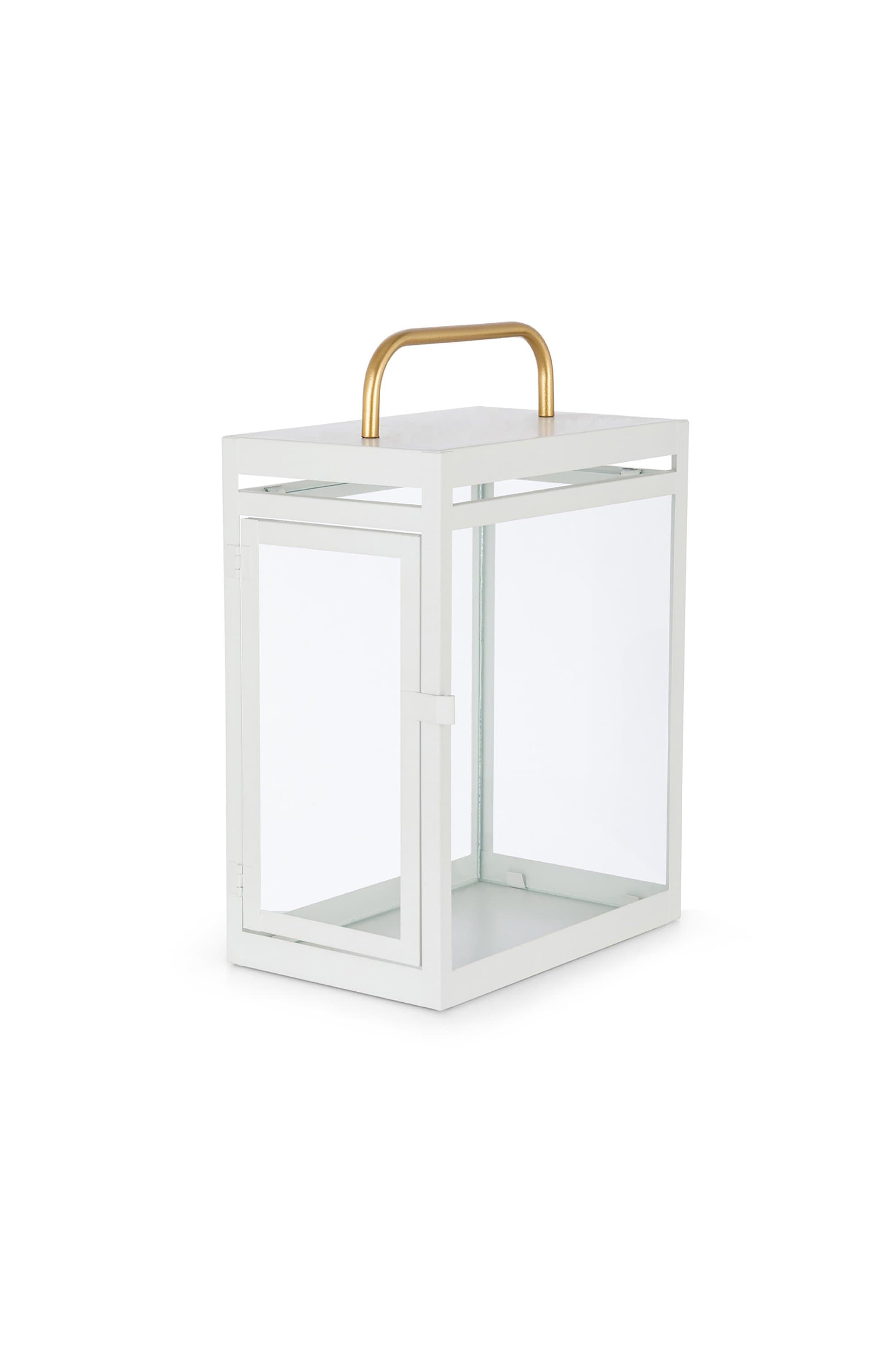 Coincasa γυάλινο φανάρι με μεταλλικό σκελετό 24 x 15 x 35 cm - 007218462 Λευκό