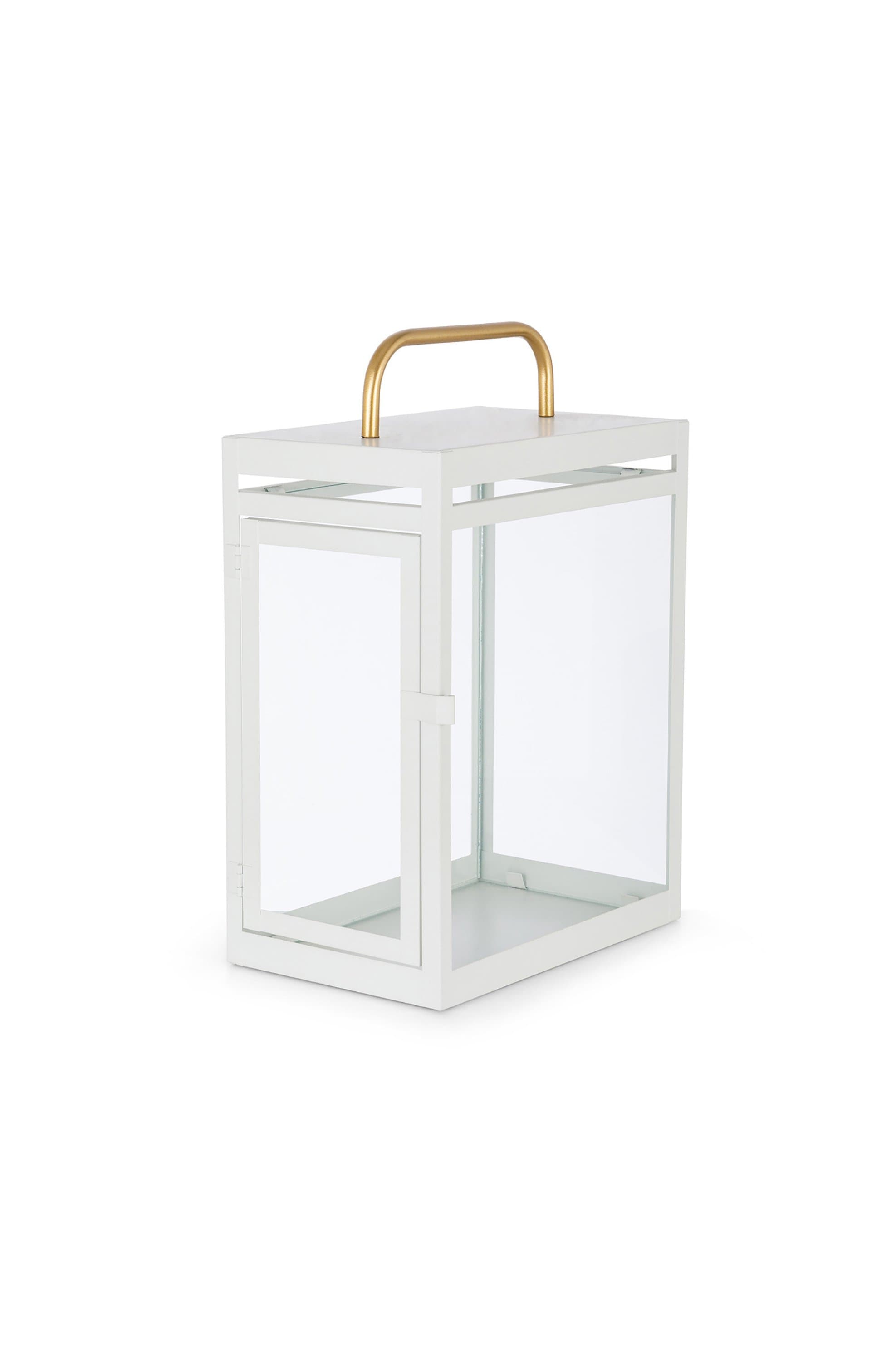 Coincasa γυάλινο φανάρι με μεταλλικό σκελετό 30 x 20 x 46 cm - 007218463 Λευκό
