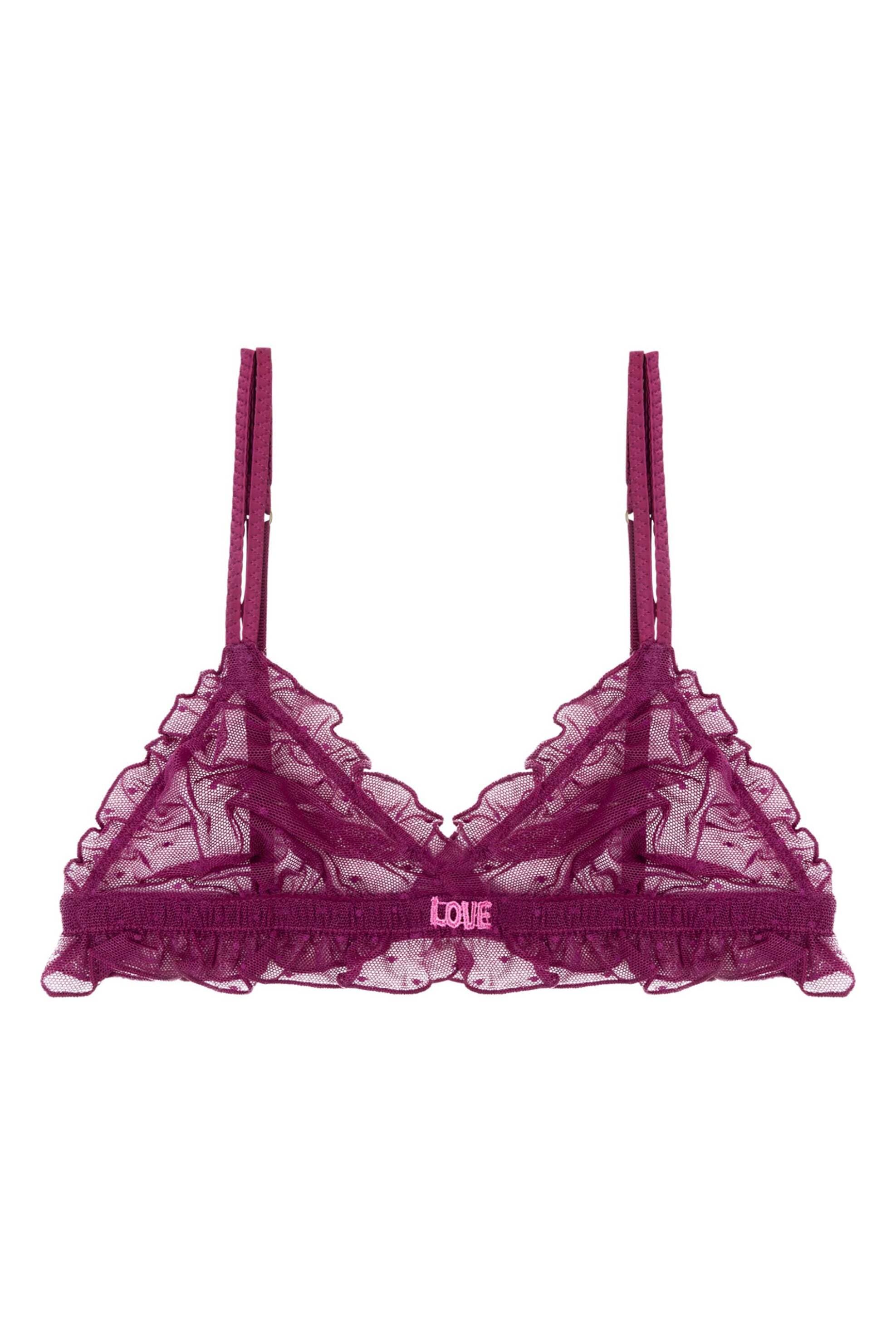 Love Stories γυναικείο τριγωνικό bralette μονόχρωμο με βολάν "Reggipetto" - L2371007415 Μπορντό