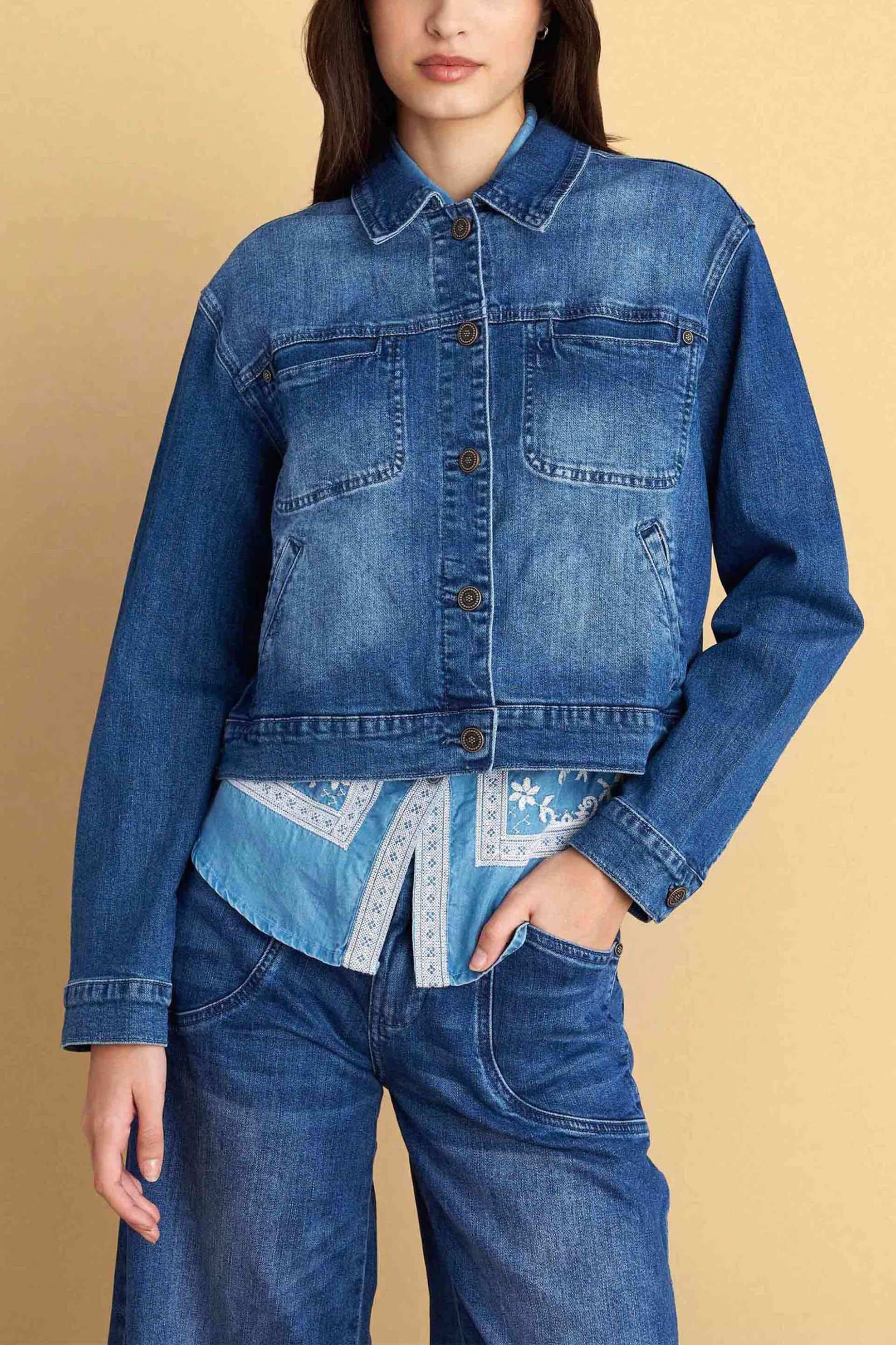 Attrativo γυναικείο denim μπουφάν - 9922934 Denim Blue