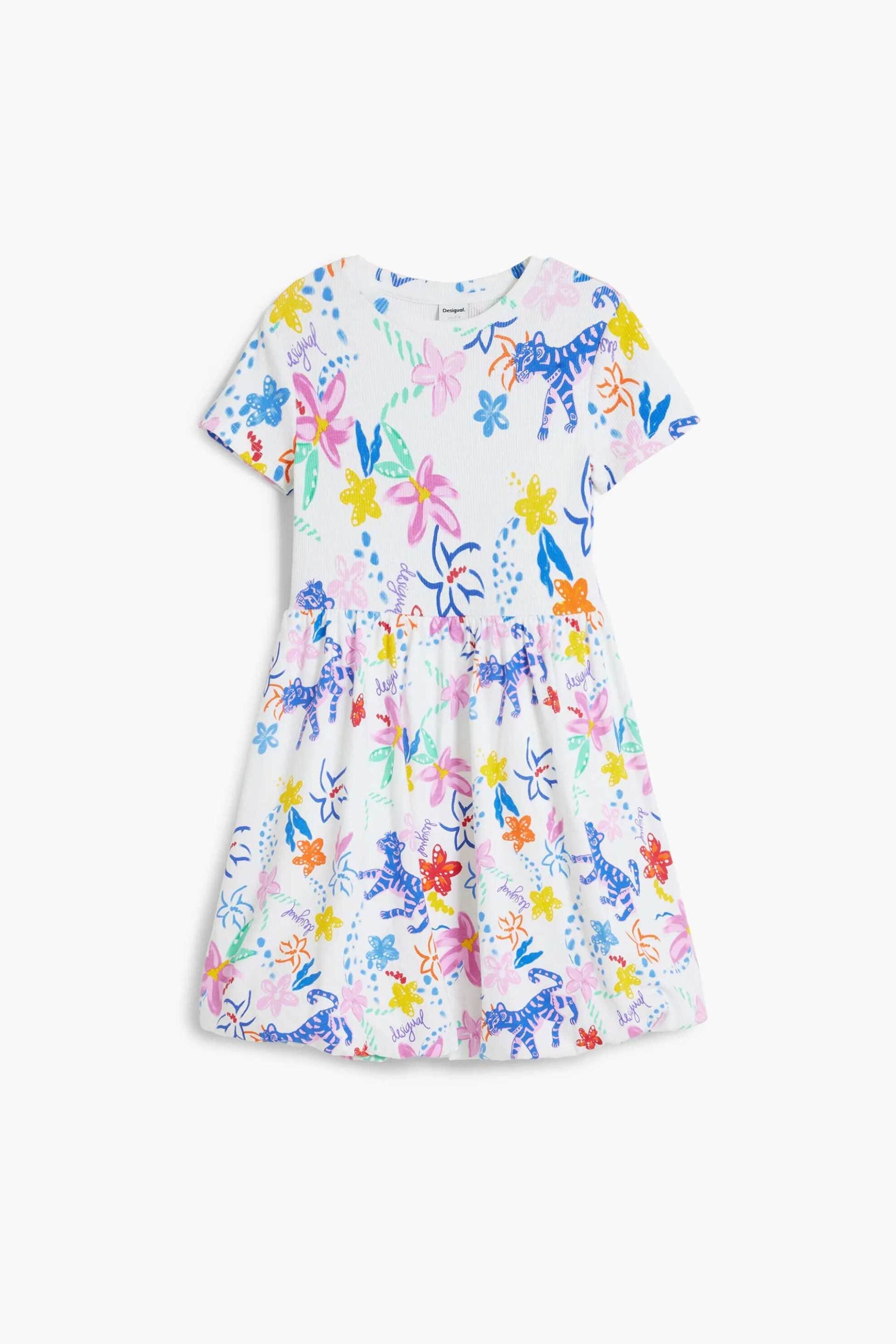 Desigual παιδικό φόρεμα με all-over print - 25SGVK03 Λευκό