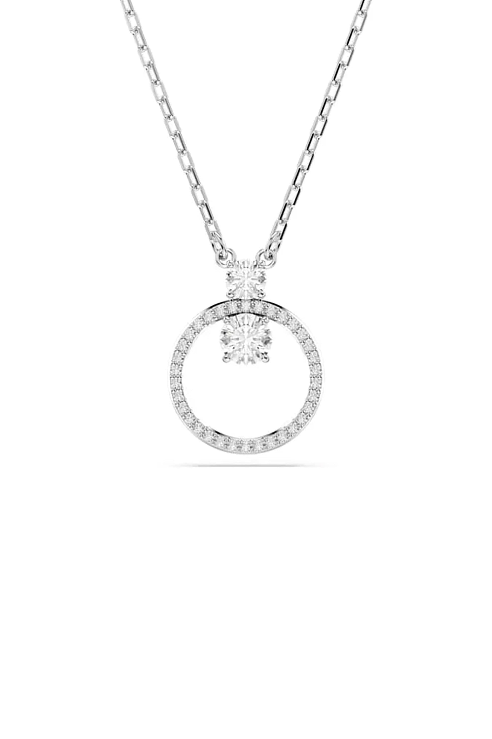 Swarovski γυναικείο μενταγίον, pavé, στρογγυλή κοπή, λευκό, επιμετάλλωση ροδίου "Constella" -