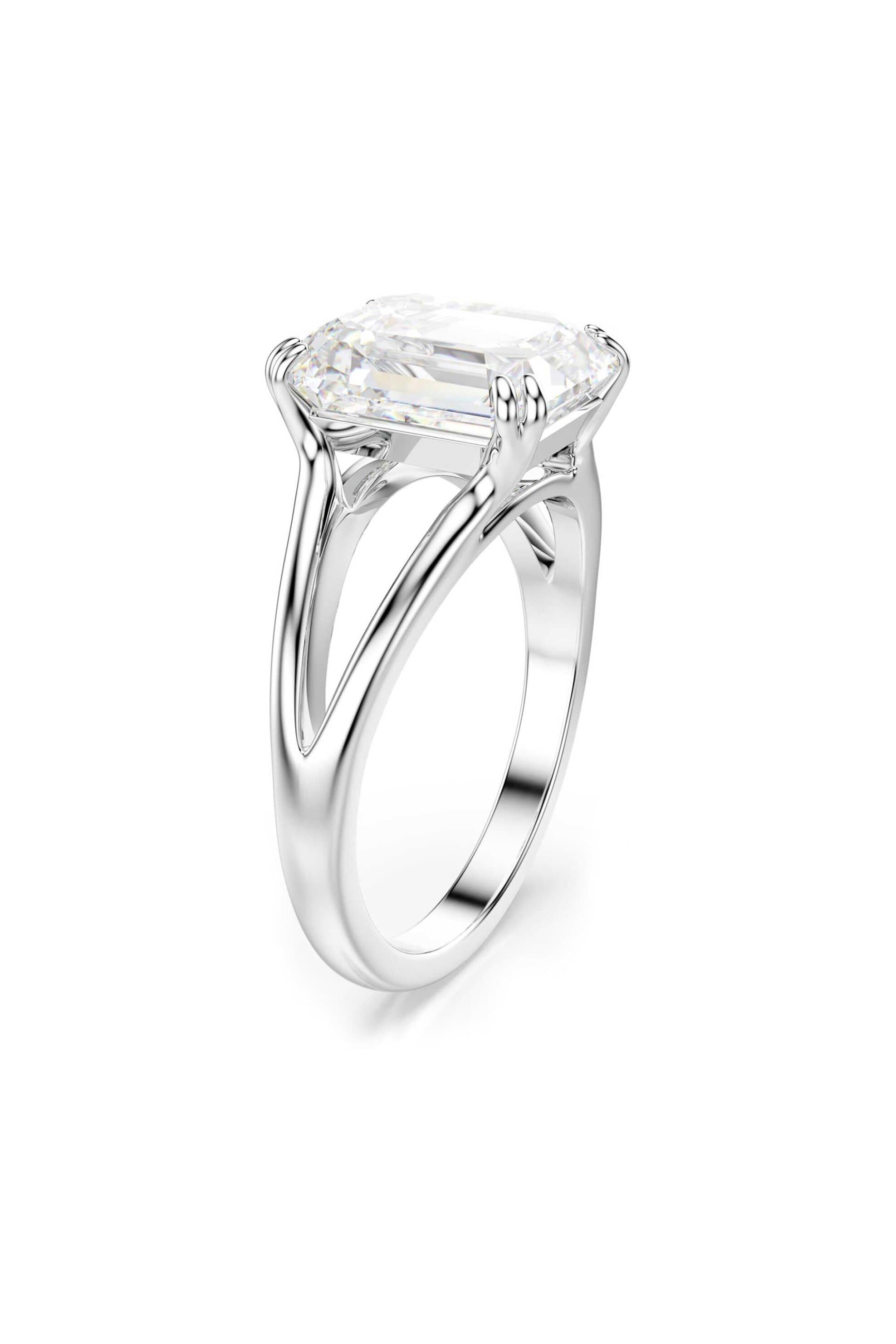 Swarovski γυναικείο δαχτυλίδι οκταγωνική κοπή, λευκό, φινίρισμα σε ασημένιο τόνο "Stilla"