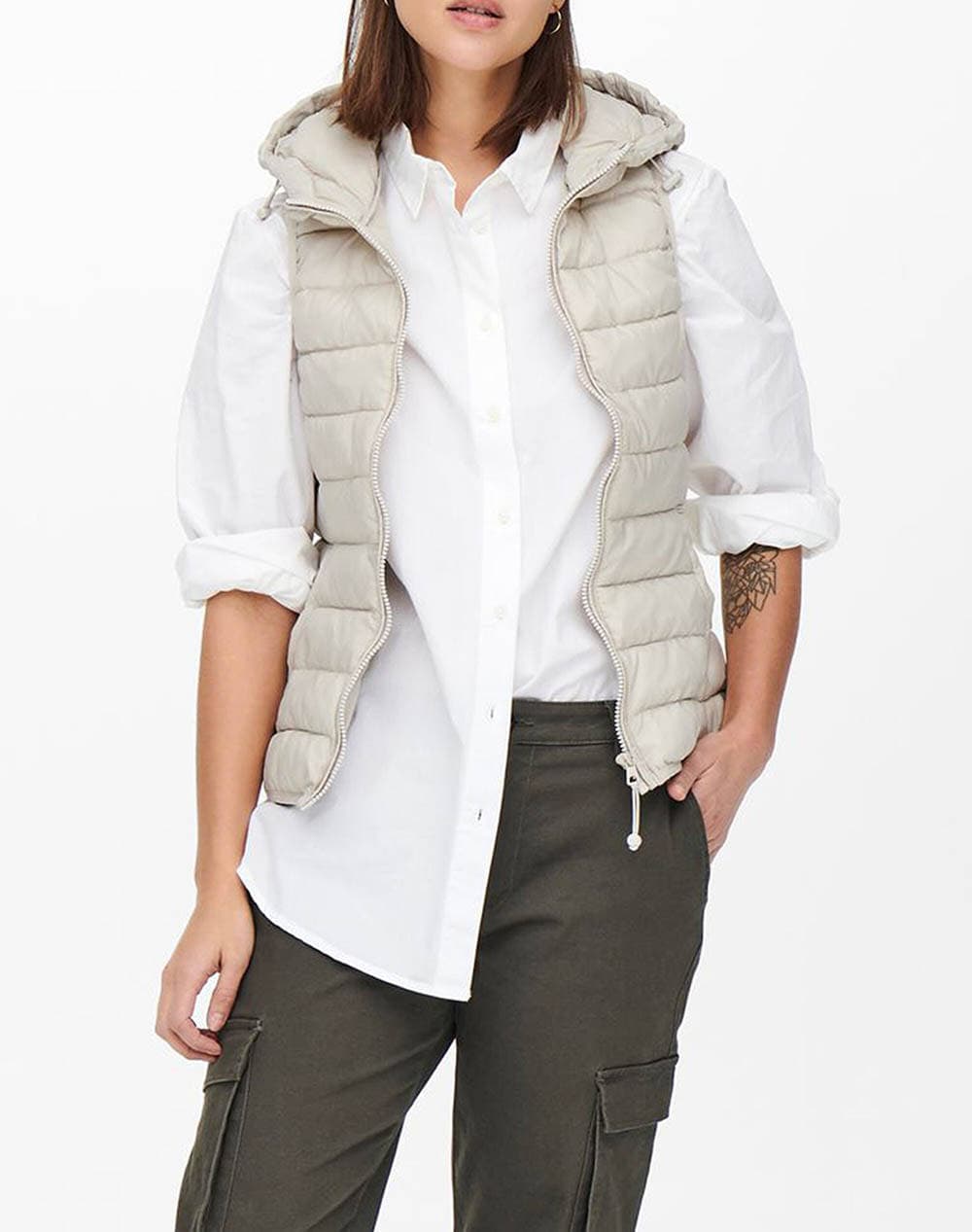 ONLY ΜΠΟΥΦΑΝ ONLNEWTAHOE HOOD WAISTCOAT OTW NOOS 15205760-Pumice Stone Gray