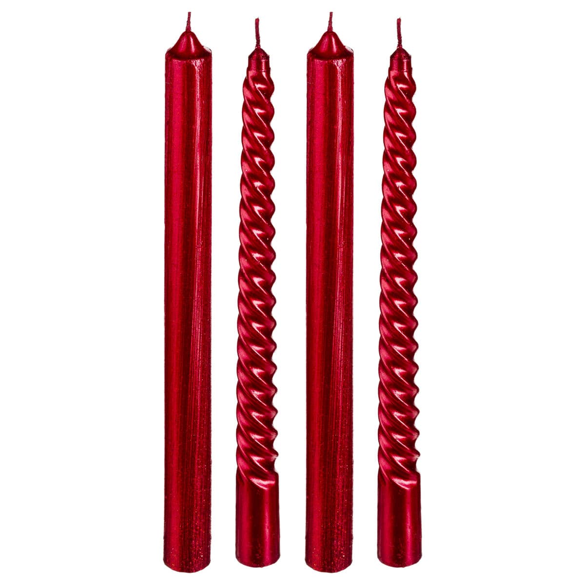 Κεριά Για Κηροπήγιο 25εκ. (Σετ 4τμχ) A-S Glitter Tap Red 129849RG