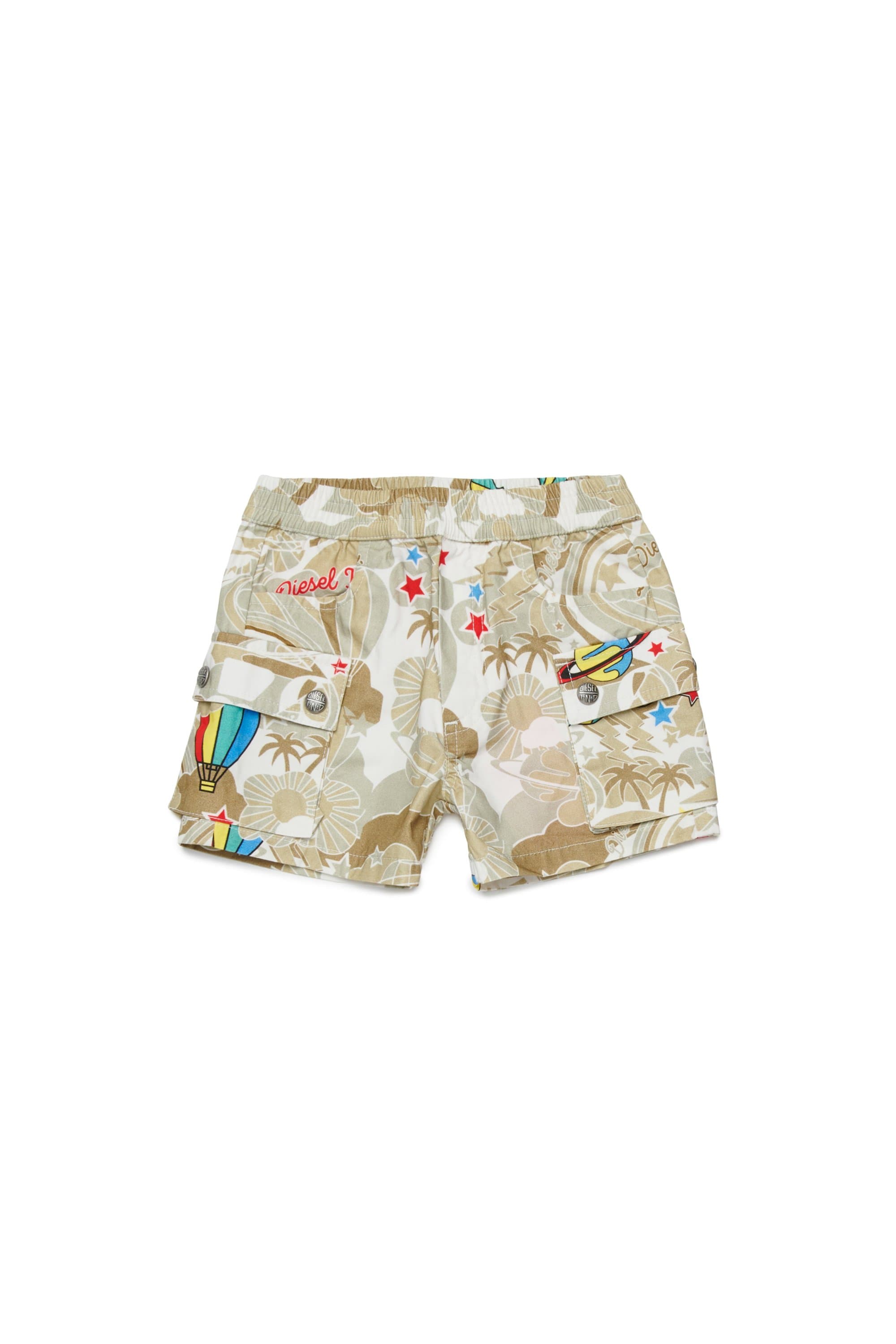Diesel - Cotton cargo shorts with all-over print - Shorts - Man - Brown