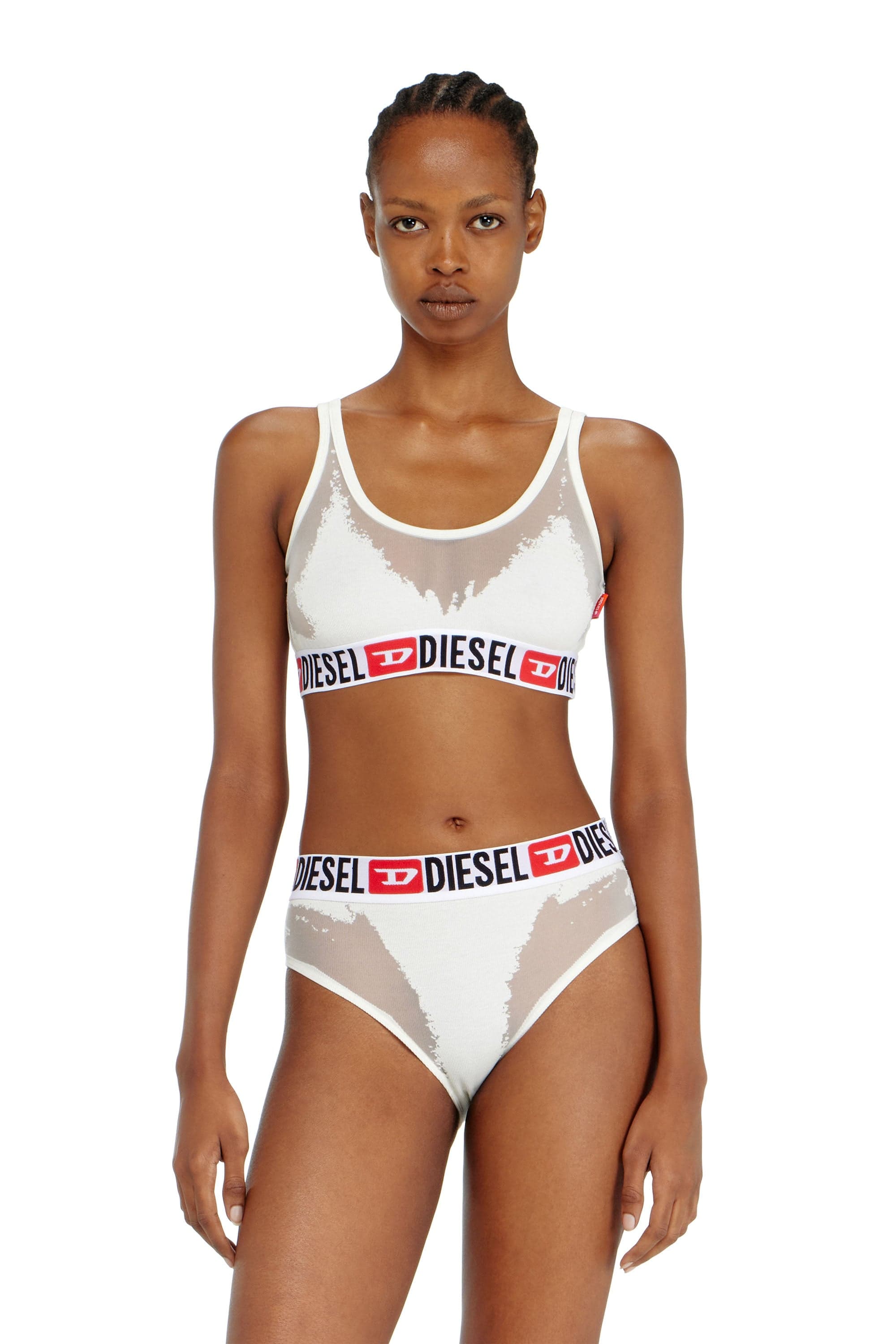Diesel - Bralette with sheer devoré effect - Bras - Woman - White