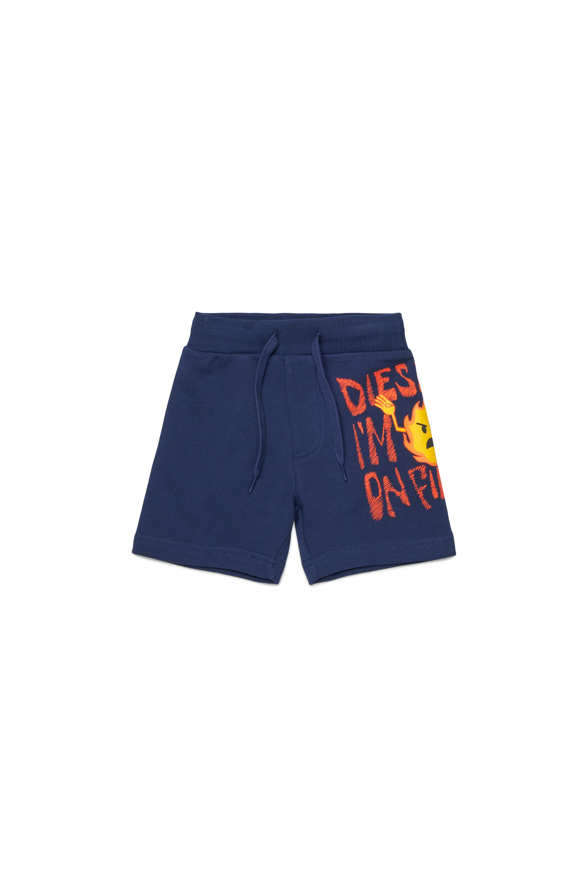 Diesel - Sweat shorts with fire print - Shorts - Man - Blue