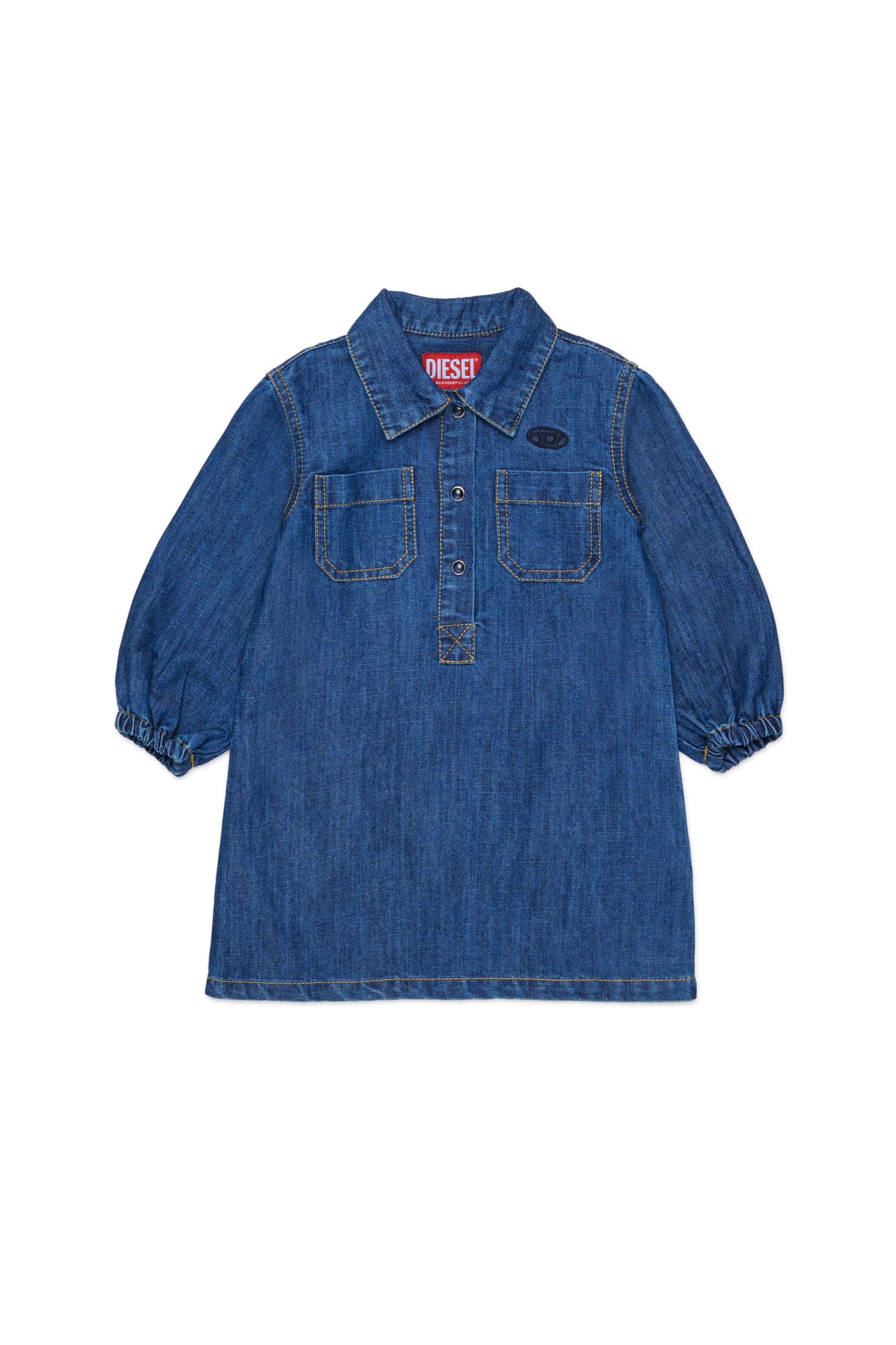 Diesel - Denim shirt dress with Oval D logo embroidery - Dresses - Woman - Blue