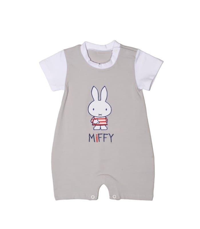 Miffy Des.15 Φορμάκι Καλοκαιρινό Γκρι Με Κέντημα 9-12 Mηνών/74 Cm