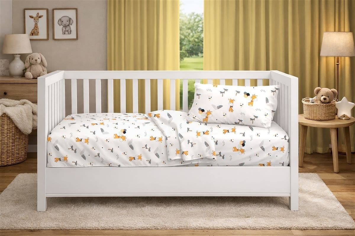 Παπλωματοθήκη Κούνιας Dimcol Giraffe 599 120x160 White-Orange