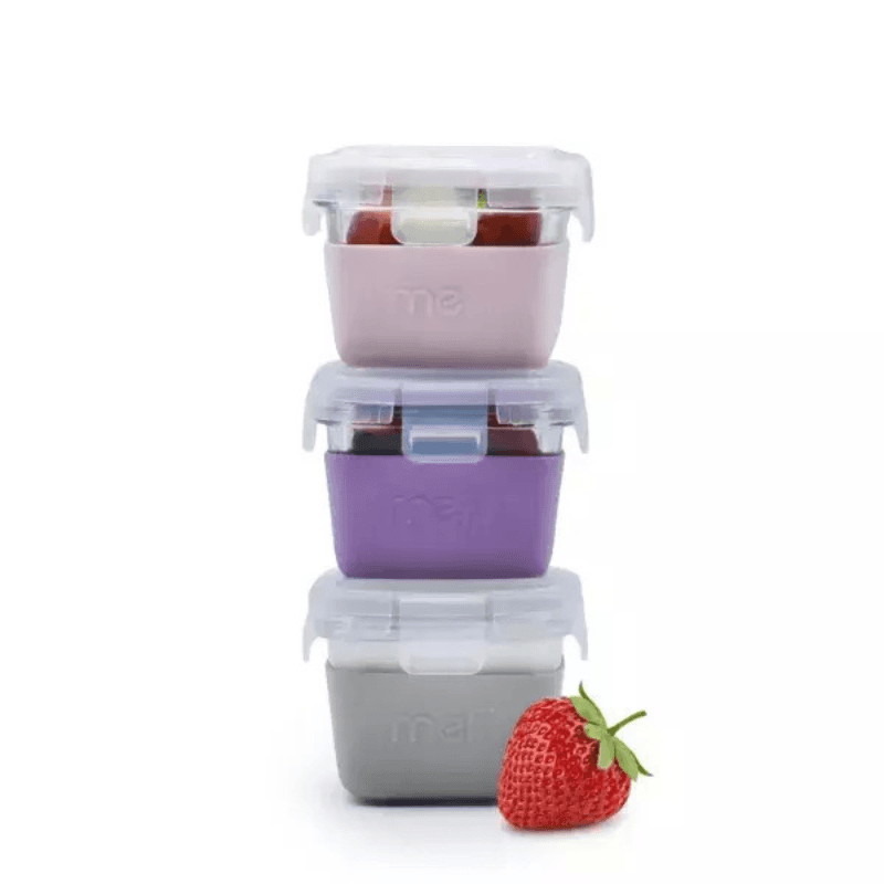 Σετ 3 τμχ Glass Containers σε θήκες σιλικόνης 160ml pink,purple,grey Melii